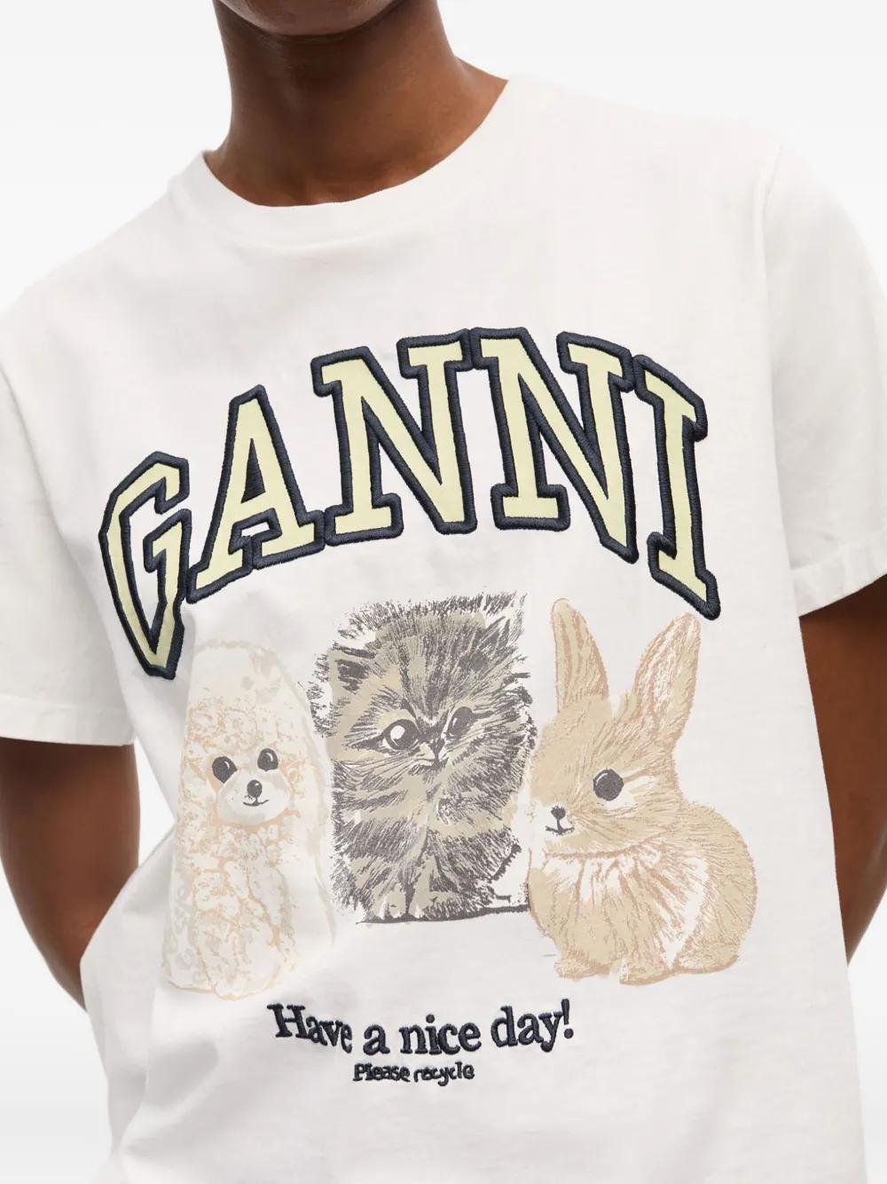 GANNI Logo-Print T-Shirt