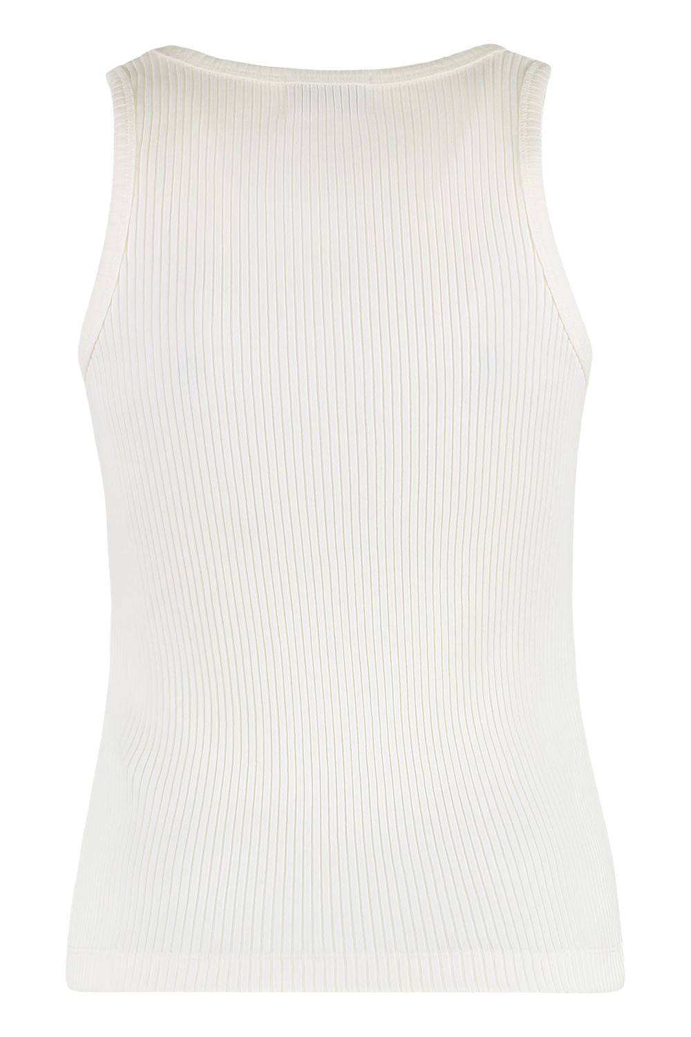 GANNI Organic Cotton Tank Top with Logo Safety-Pin Detail