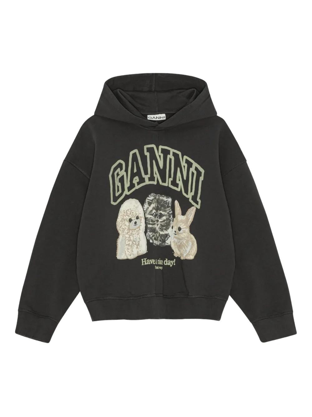 GANNI Animal Print Hoodie S/M
