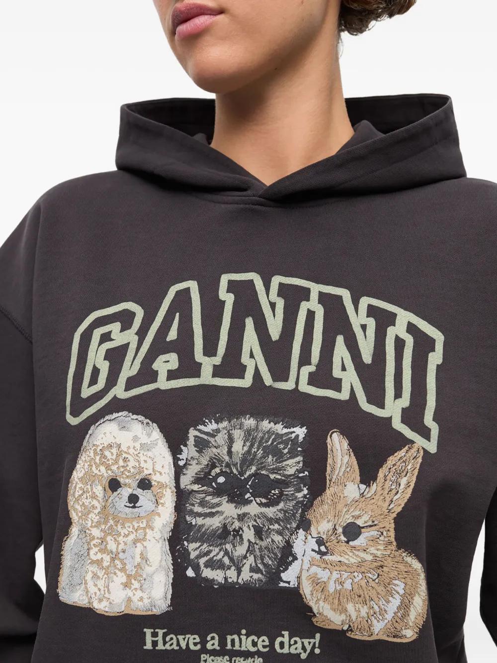 GANNI Animal Print Hoodie S/M