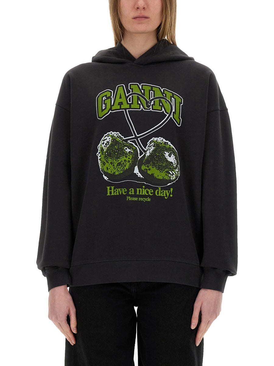 GANNI Cherries Organic Cotton Hoodie for Women