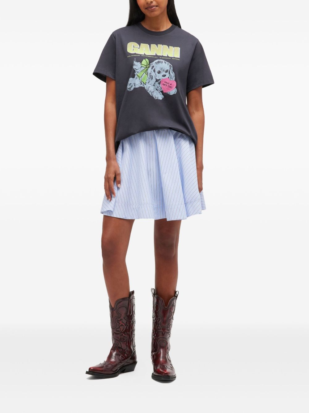 GANNI Neon Puppy Organic Cotton T-Shirt - Women's Short Sleeves