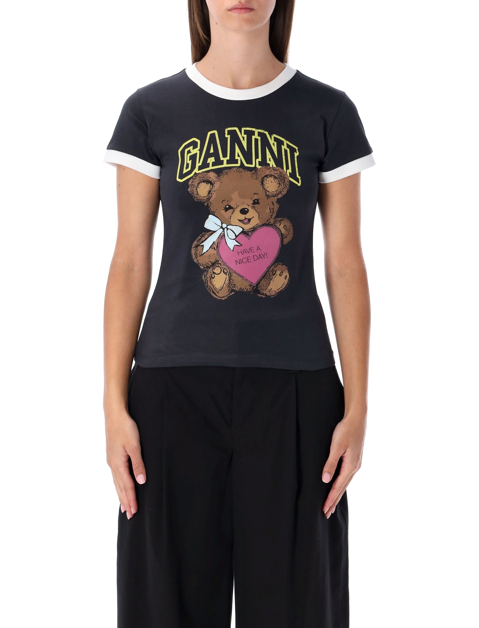 GANNI Cropped Teddy T-Shirt for Women