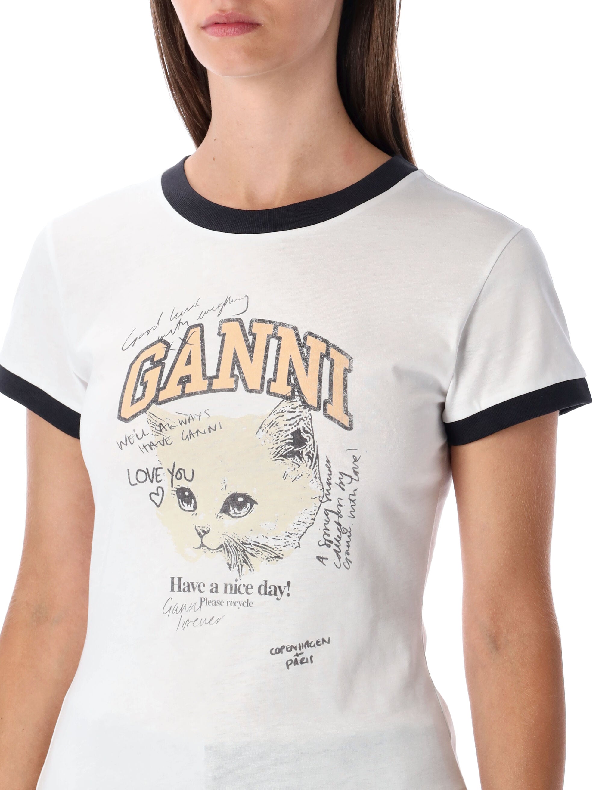 GANNI Cropped Kitty T-Shirt