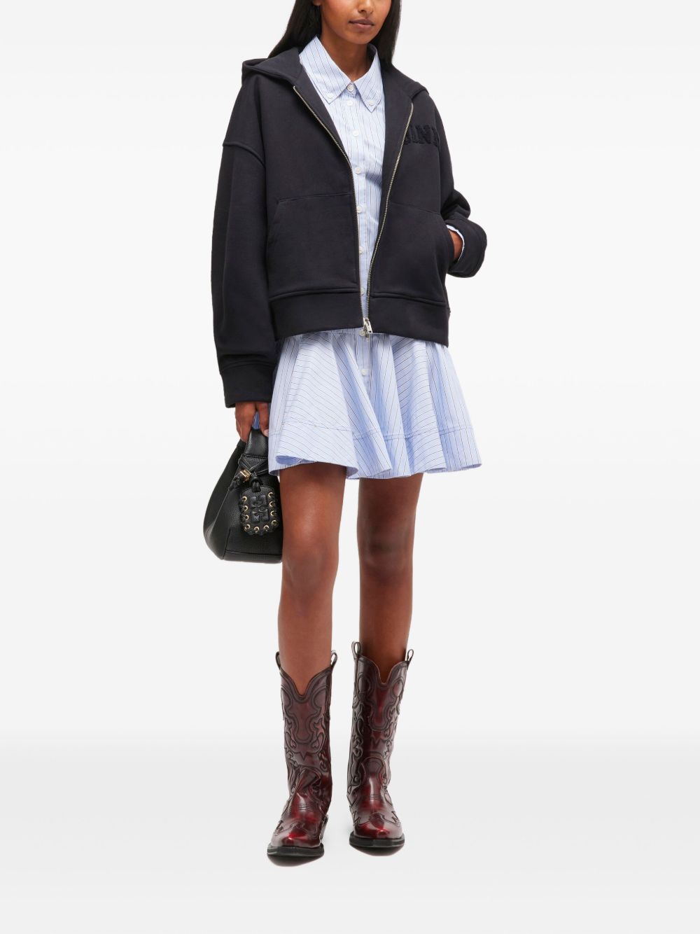 GANNI Organic Cotton Zipped Hoodie for Women