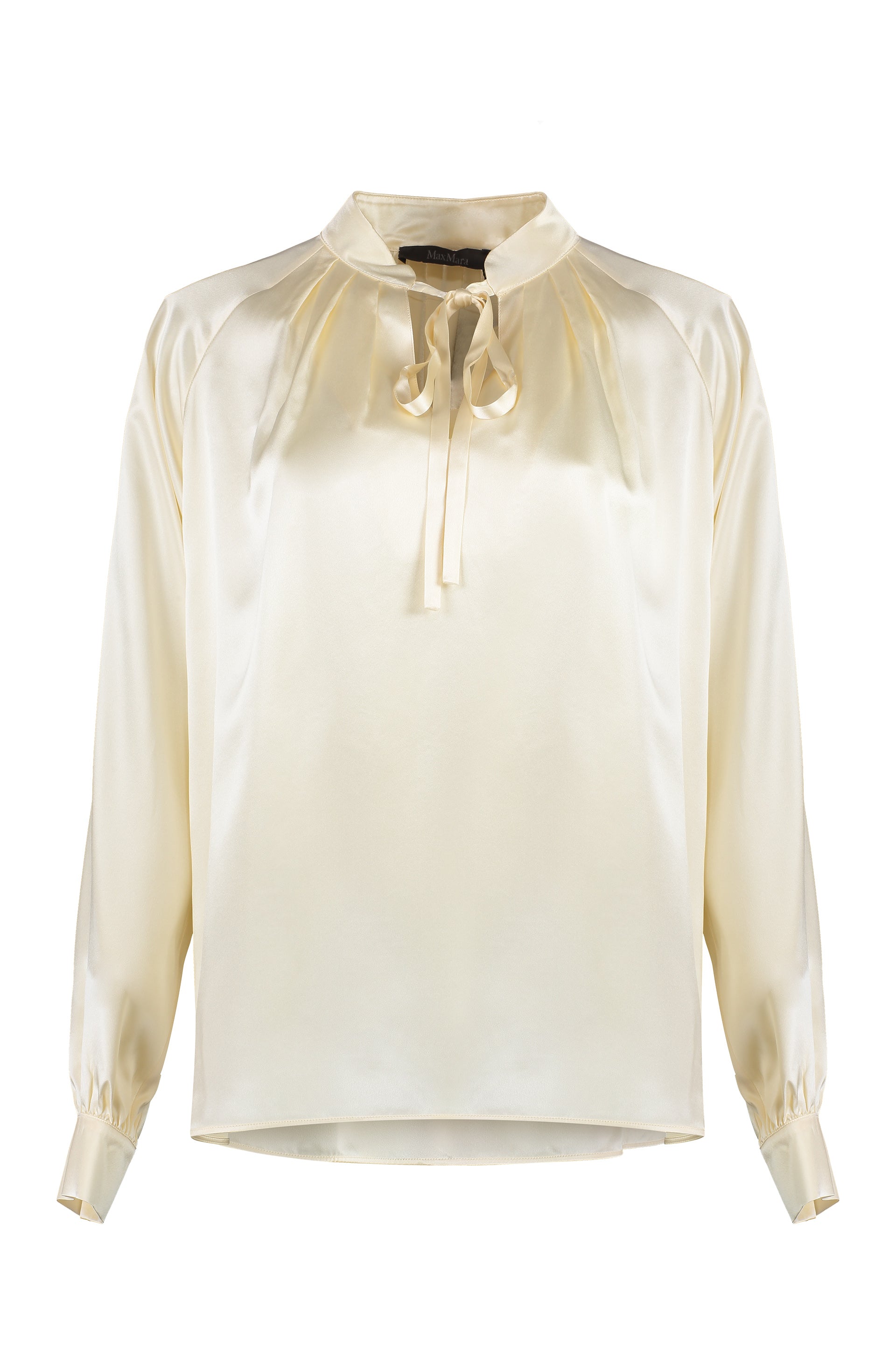 MAX MARA Silk Blouse with Bow and Keyhole Detail