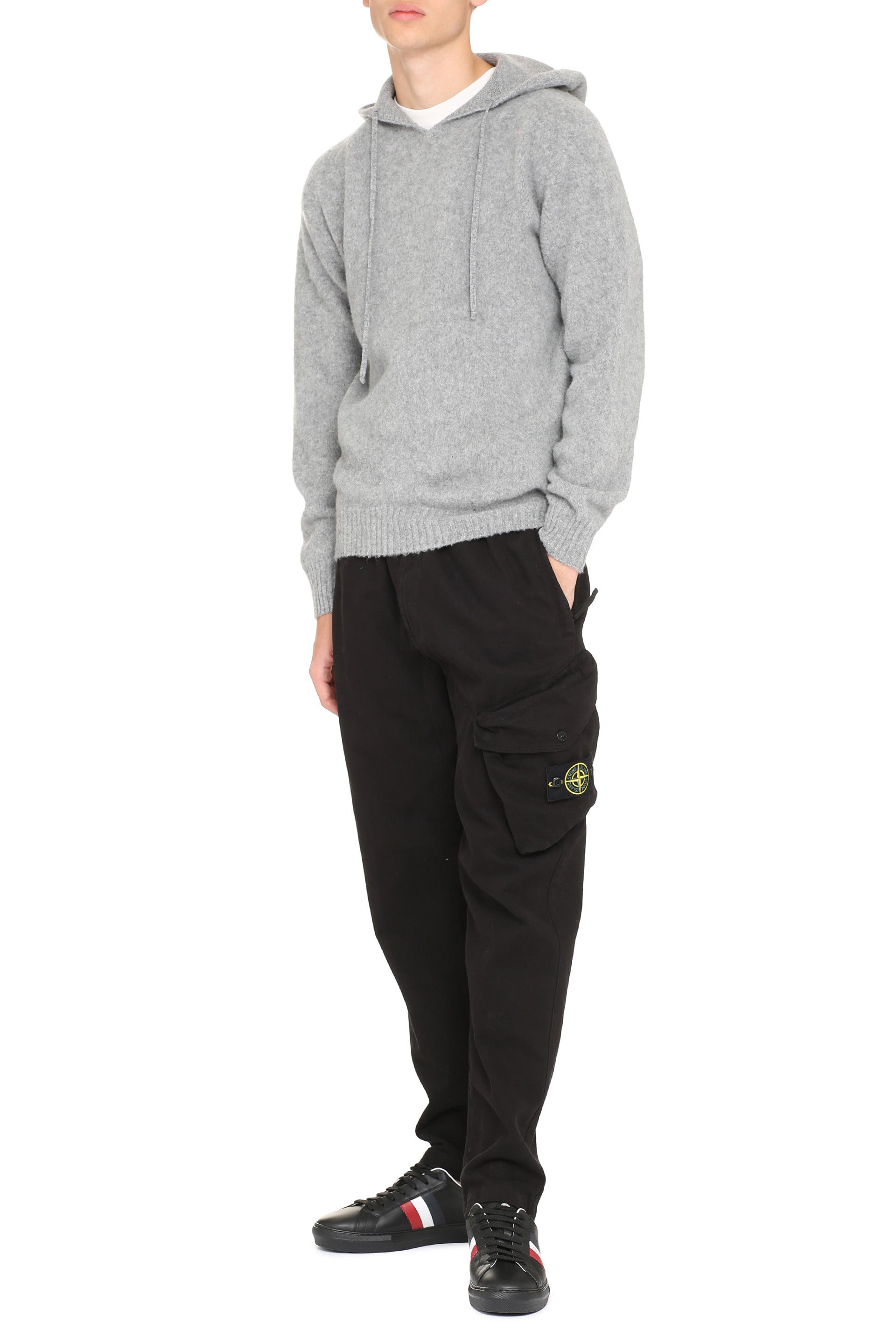 THE (ALPHABET) Knit Hoodie with Ribbed Edges for Men