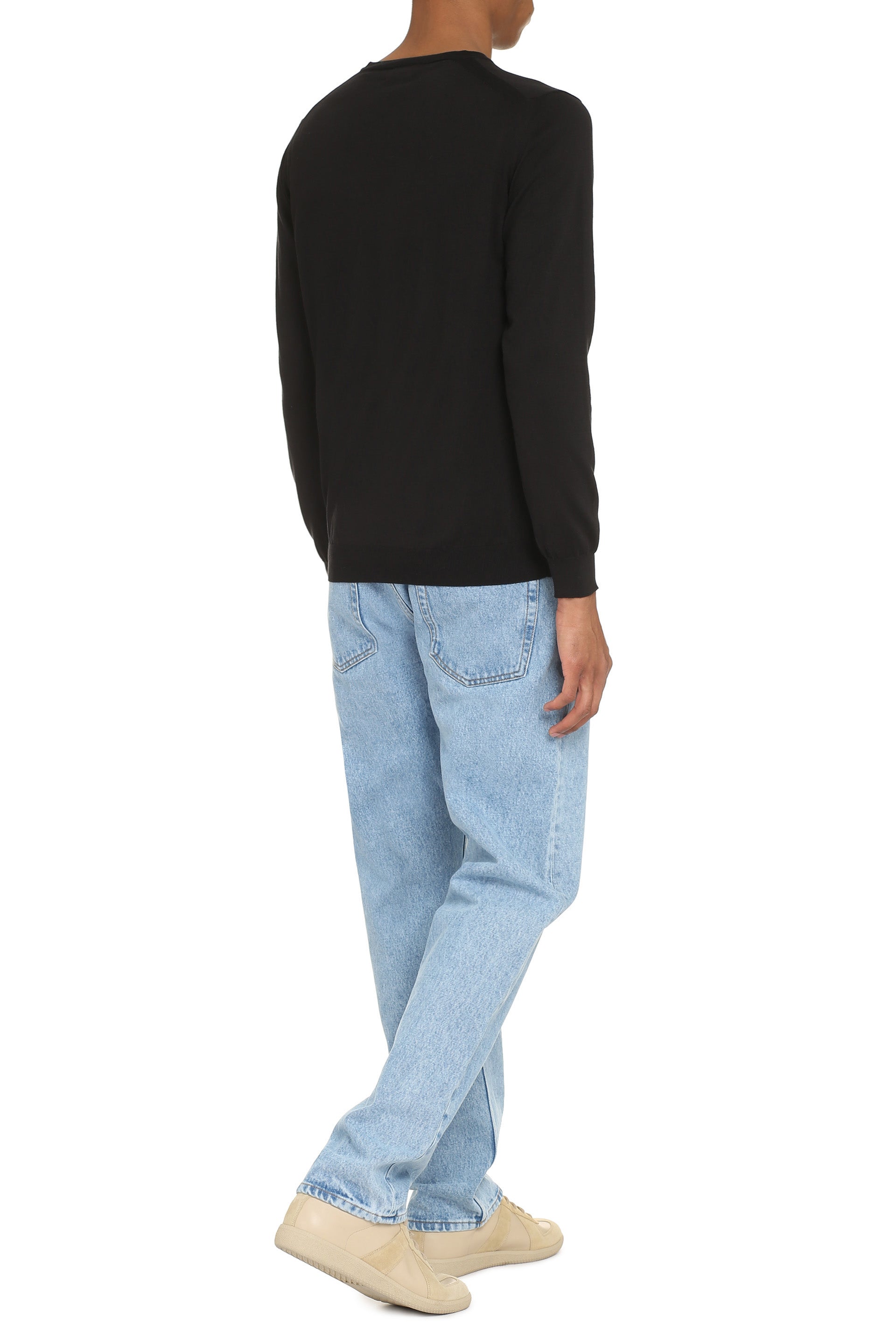 THE (ALPHABET) Fine-Knit Sweater with Ribbed Edges