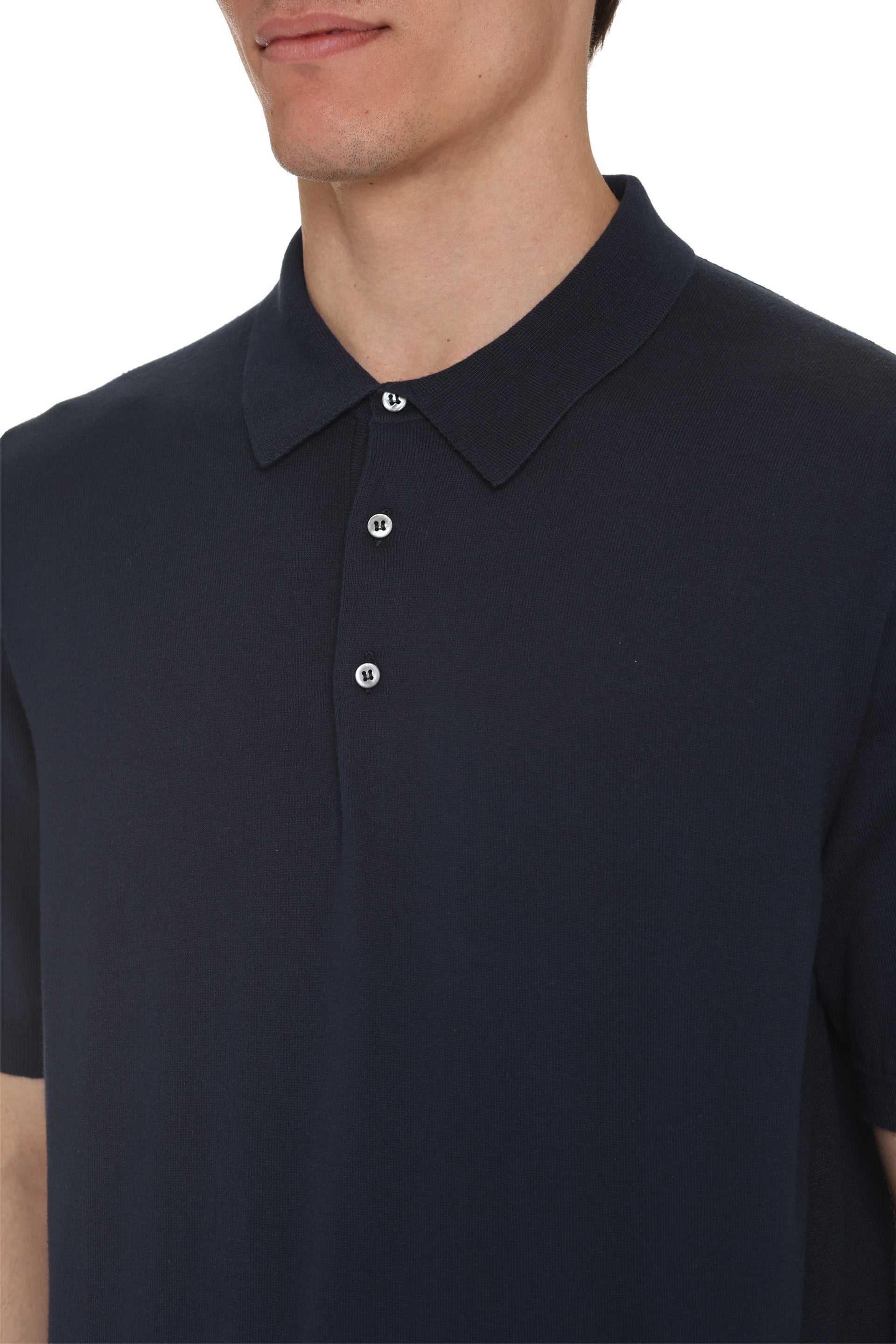 THE (ALPHABET) Men's Cotton Knit Polo Shirt with Ribbed Edges