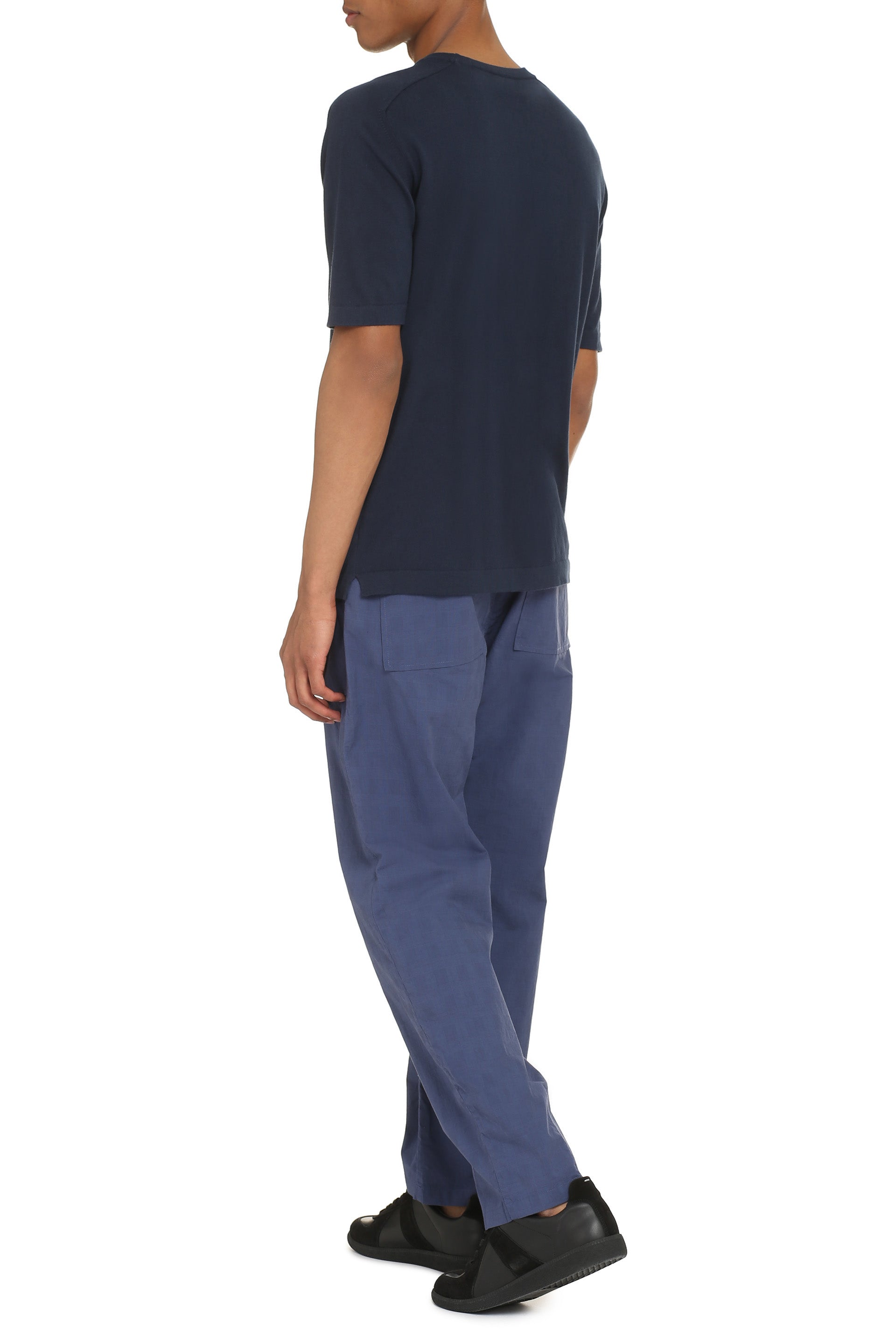 THE (ALPHABET) Cotton Knit T-Shirt with Mini Side Slits