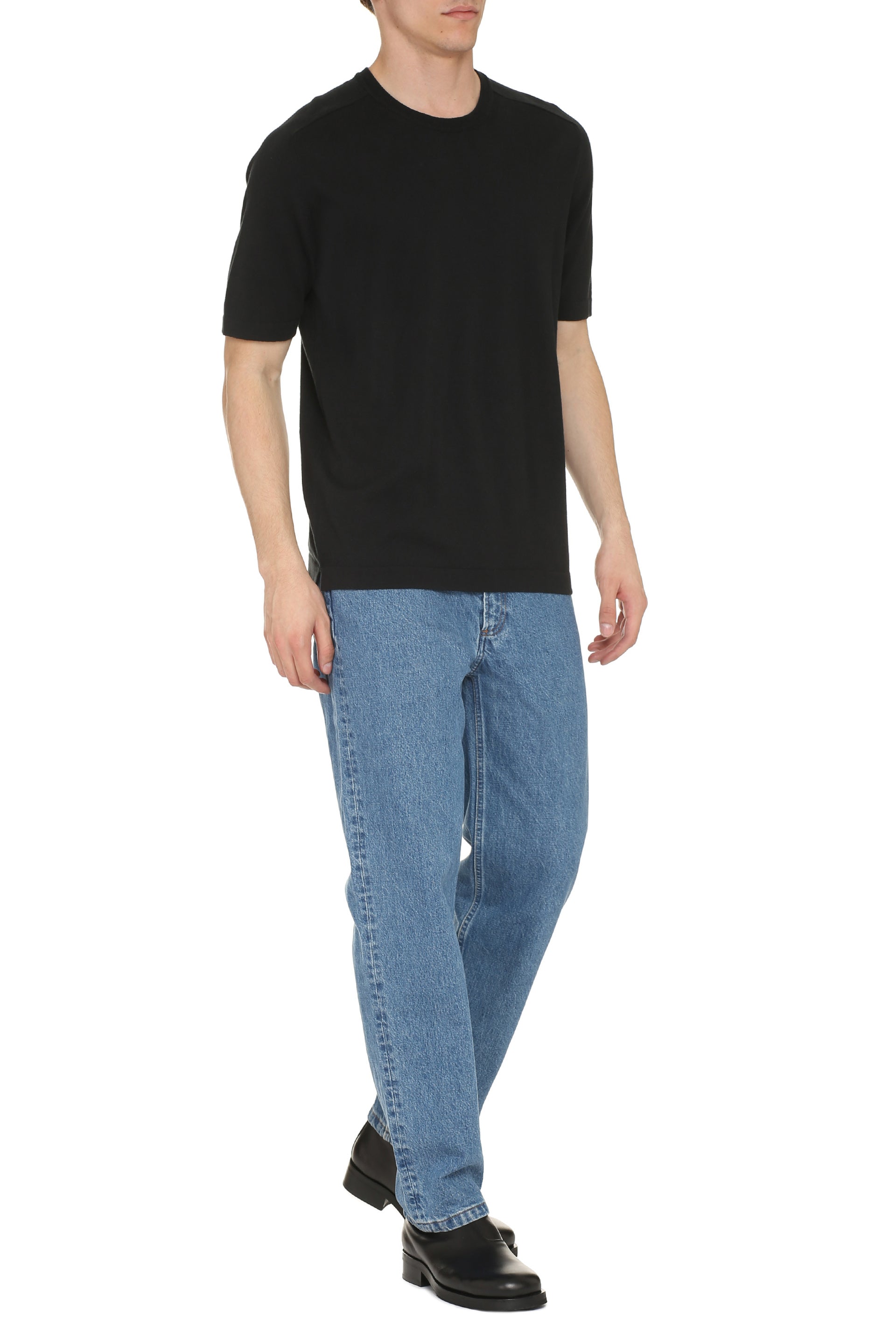 THE (ALPHABET) Classic Knit Short Sleeve Sweater