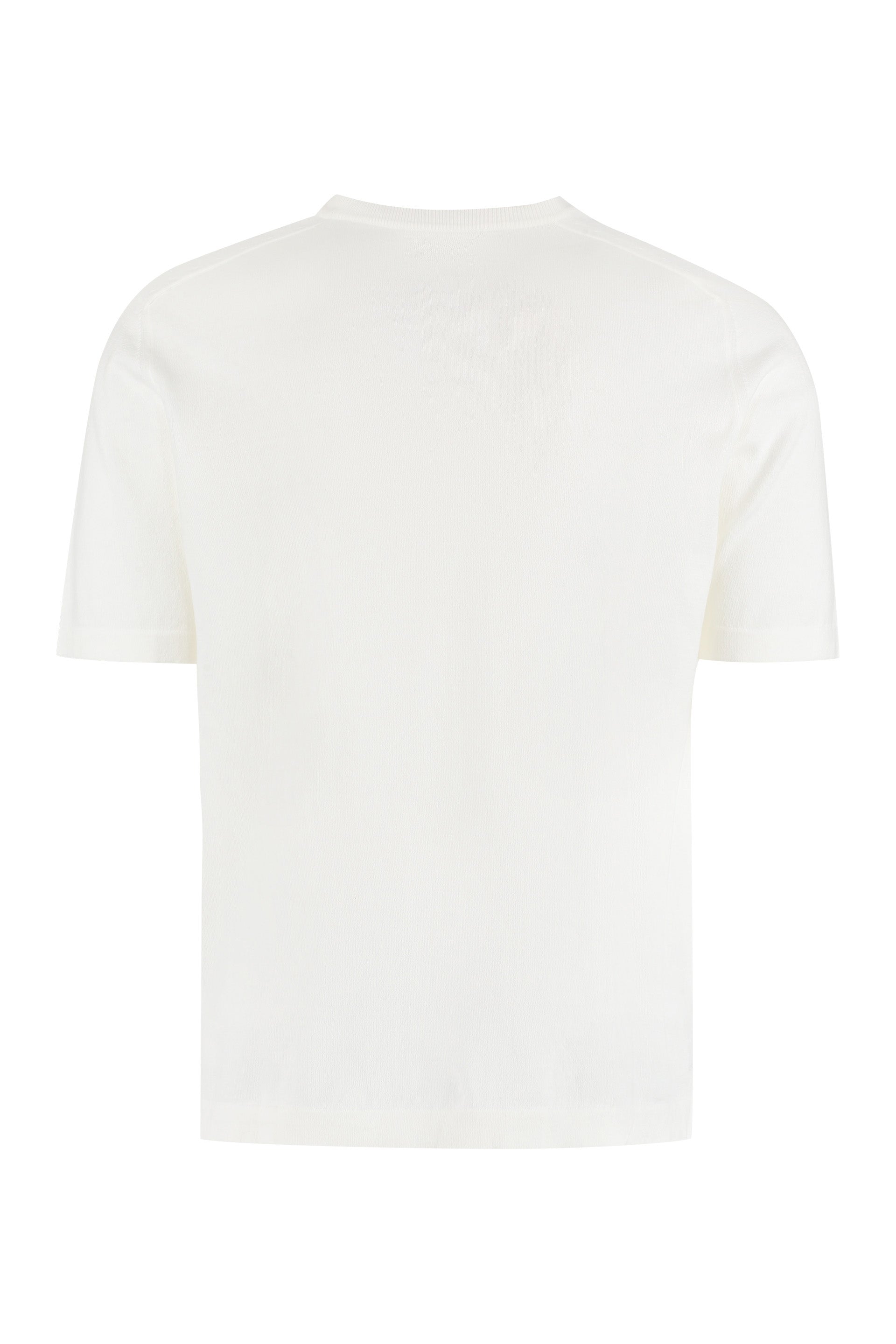 THE (ALPHABET) Cotton Short Sleeve Sweater with Side Slits