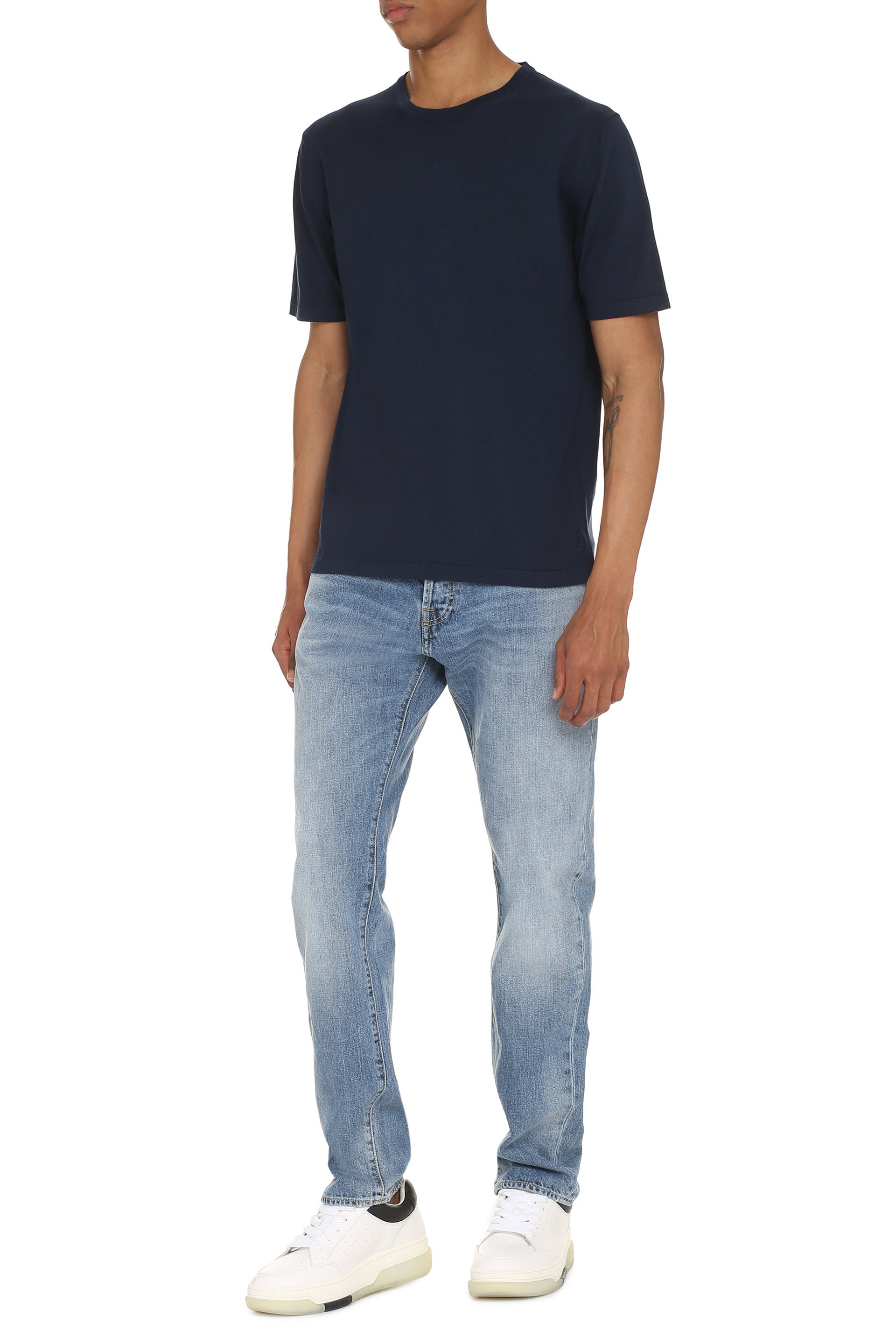 THE (ALPHABET) Comfort Knit T-Shirt with Side Slits