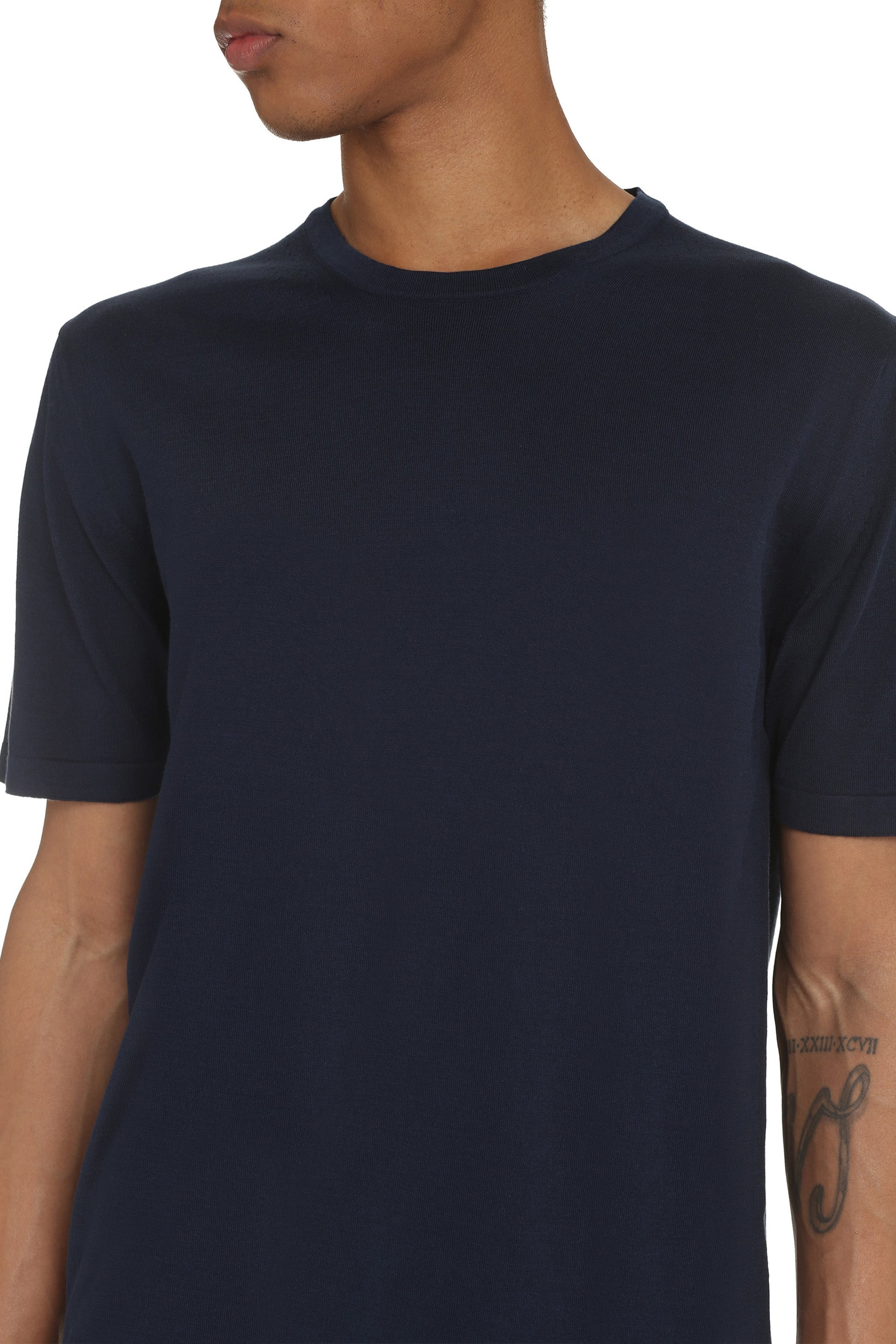 THE (ALPHABET) Comfort Knit T-Shirt with Side Slits