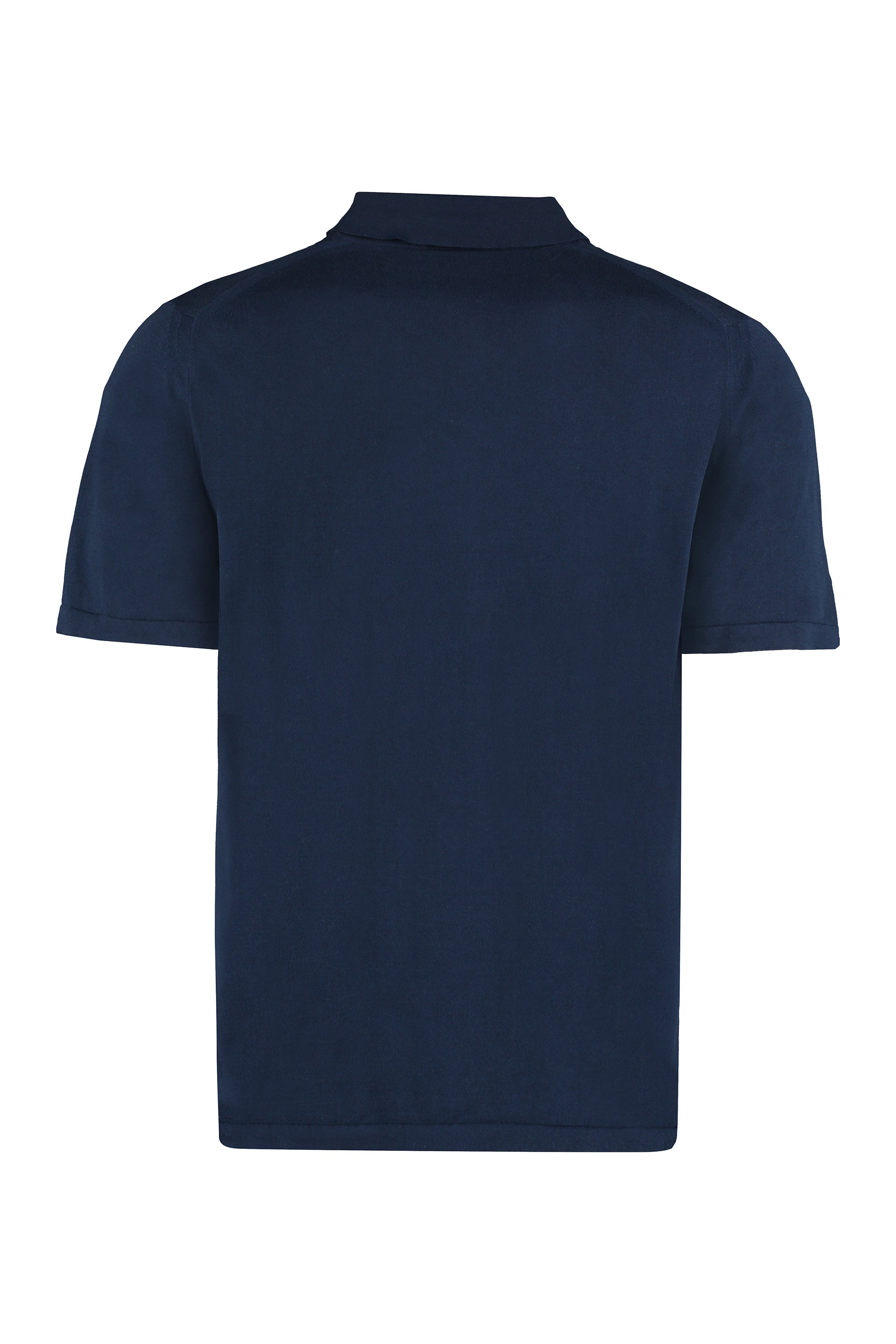 THE (ALPHABET) Classic Cotton Knit Polo Shirt with Side Slits