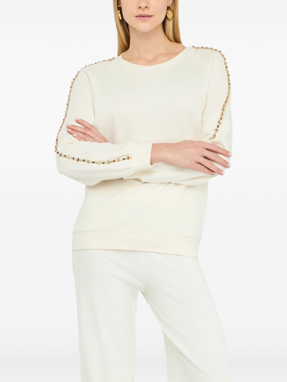 LIU JO Rhinestone Shoulder Sweater for Women