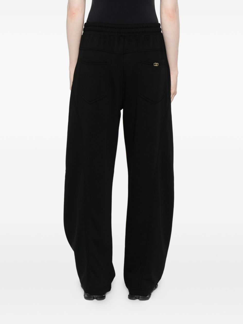 LIU JO Drawstring Cotton Pants with Side Panels - Straight Leg