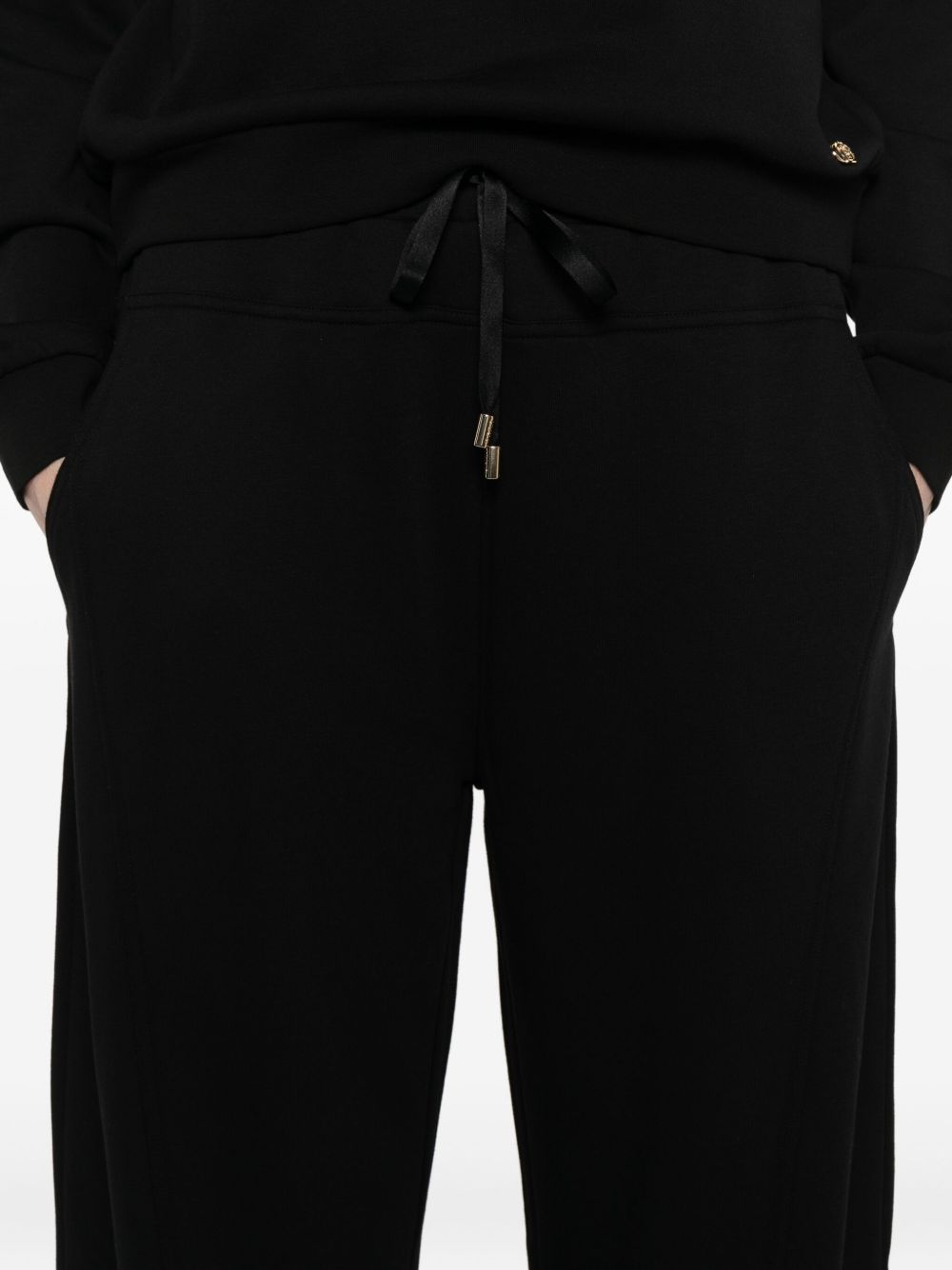 LIU JO Drawstring Cotton Pants with Side Panels - Straight Leg