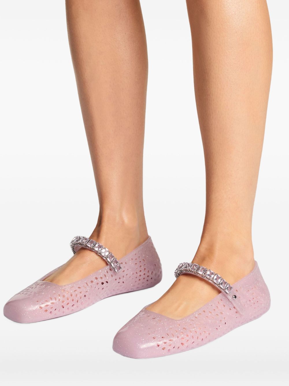 JIMMY CHOO Glittered Ballet Flats