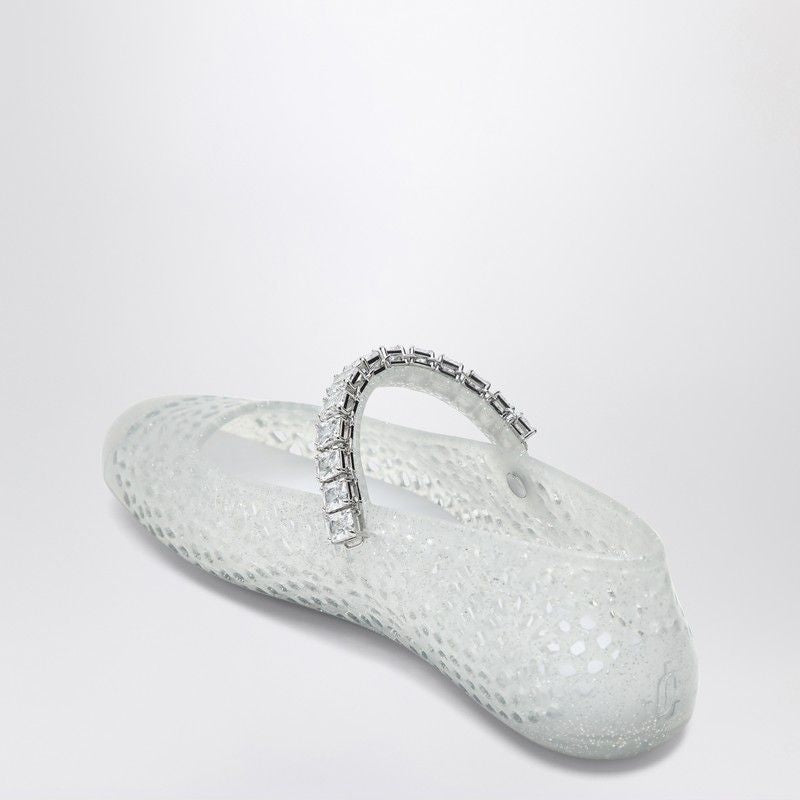 JIMMY CHOO Transparent Jelly Ballet Flats with Crystal Accents
