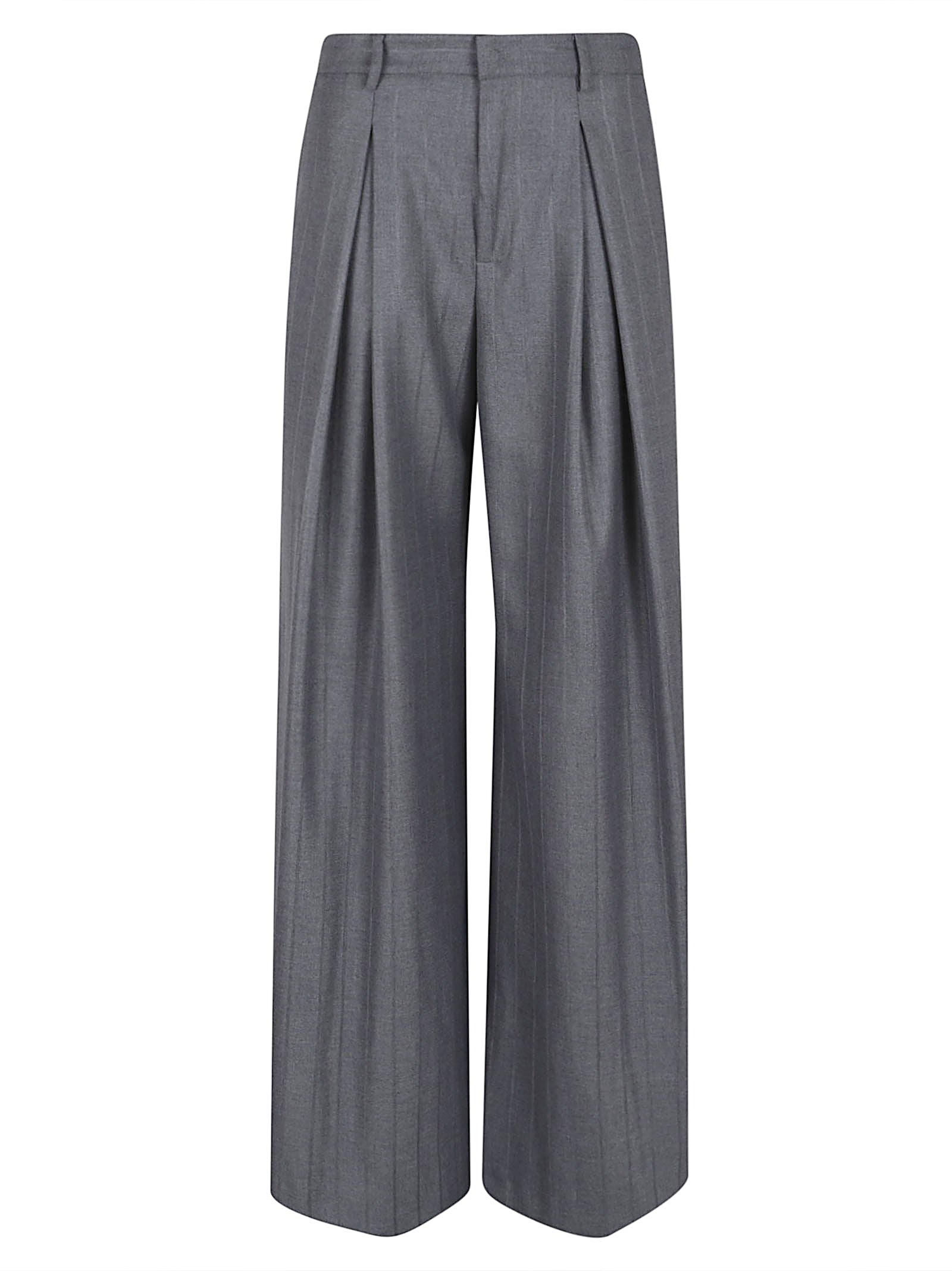 THE ANDAMANE Pinstriped Wide Leg Trousers