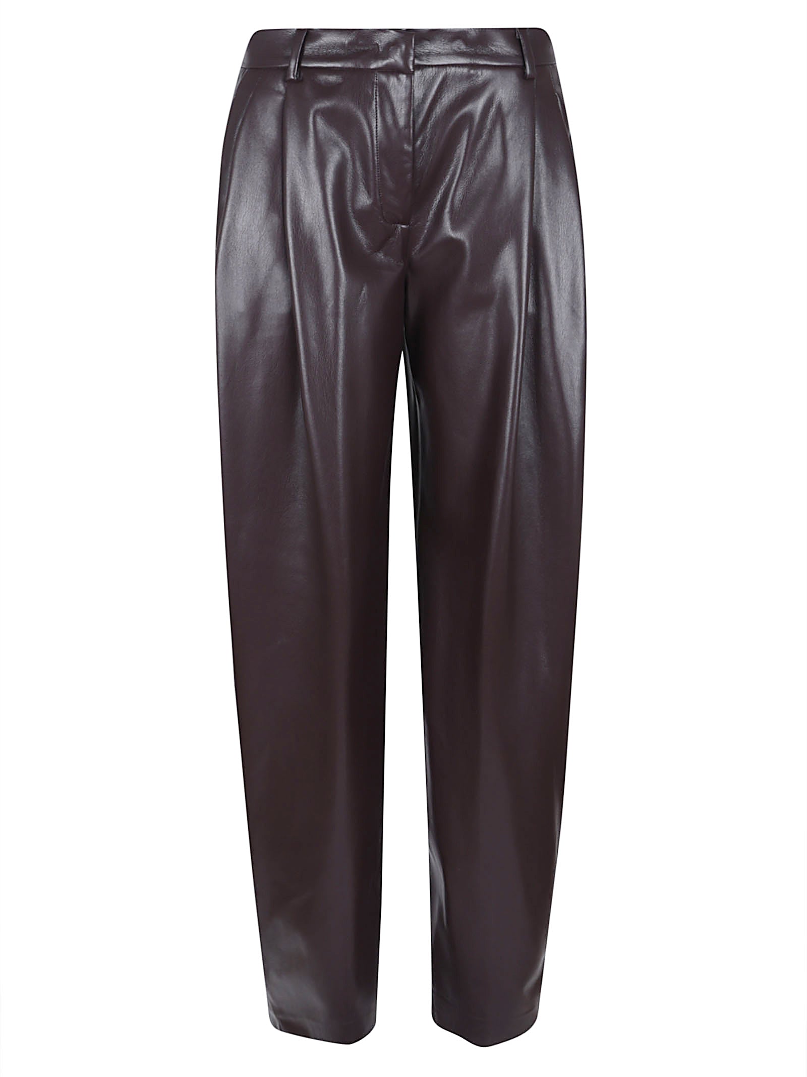 THE ANDAMANE Chic Tapered Vegan Leather Trousers for Women