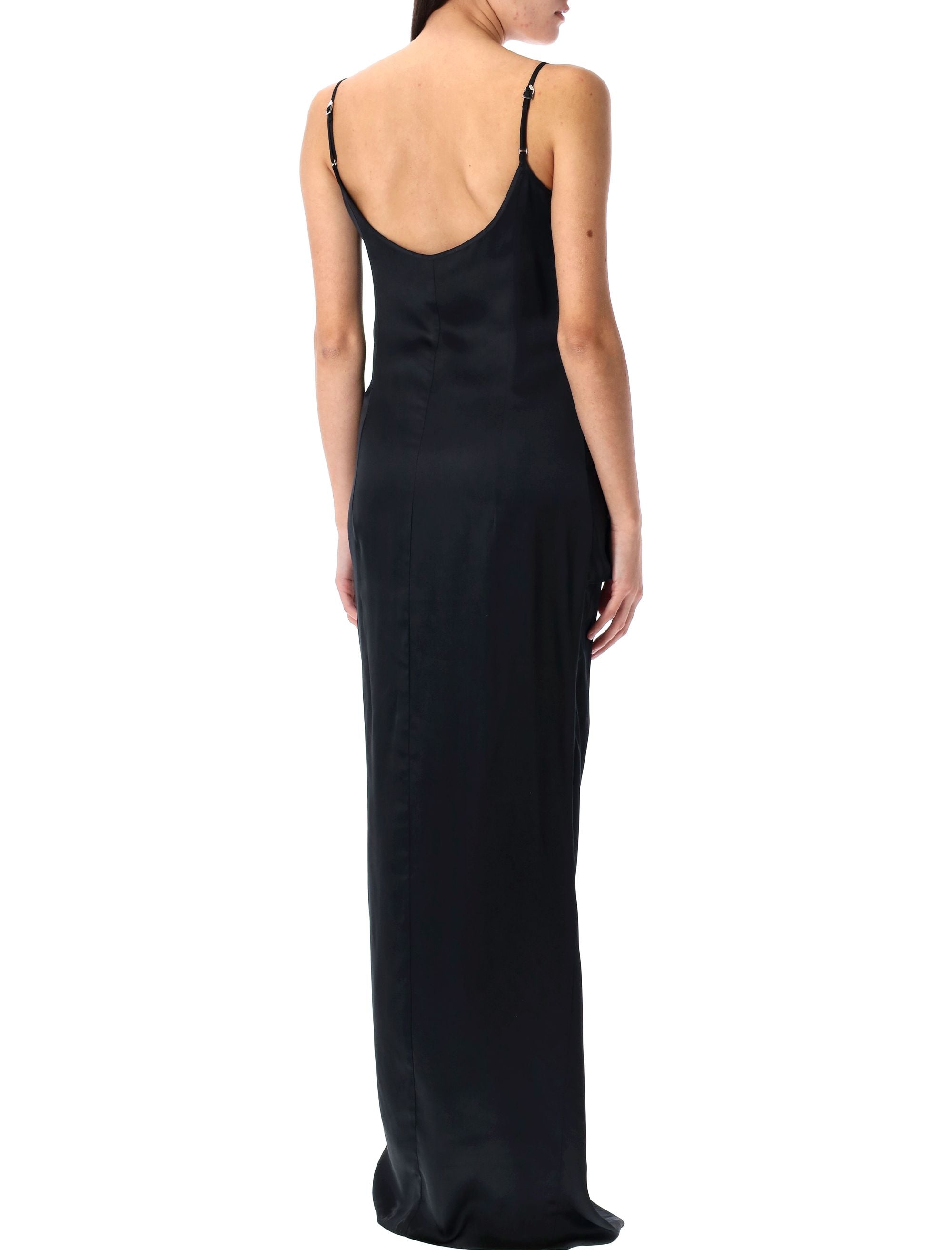 THE ATTICO Satin Long Dress with Draped Knot - Women’s Fashion