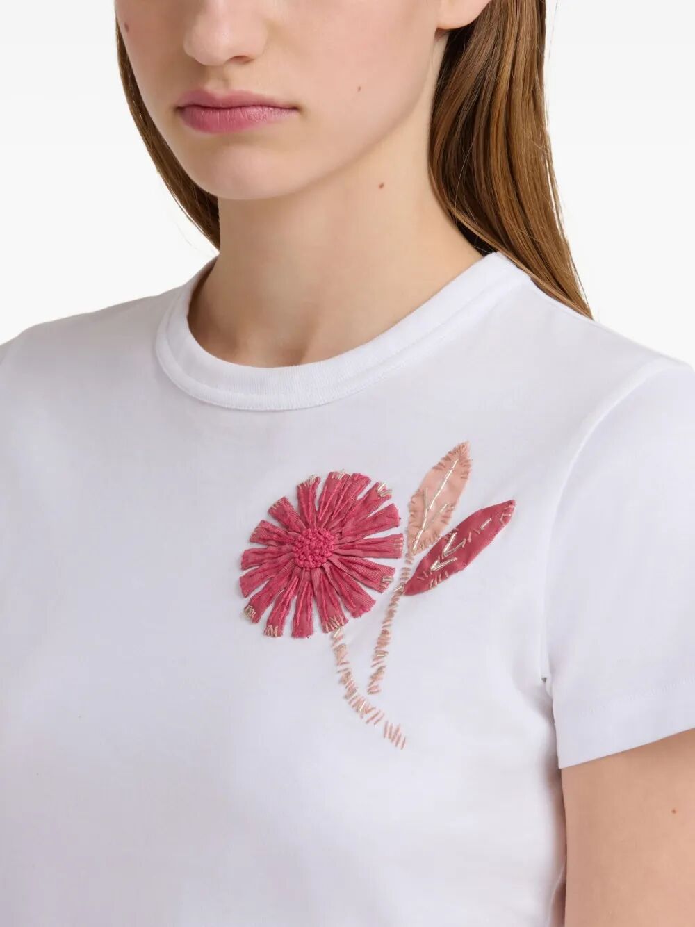MARNI Organic Cotton T-Shirt with Embroidered Camellia for Women