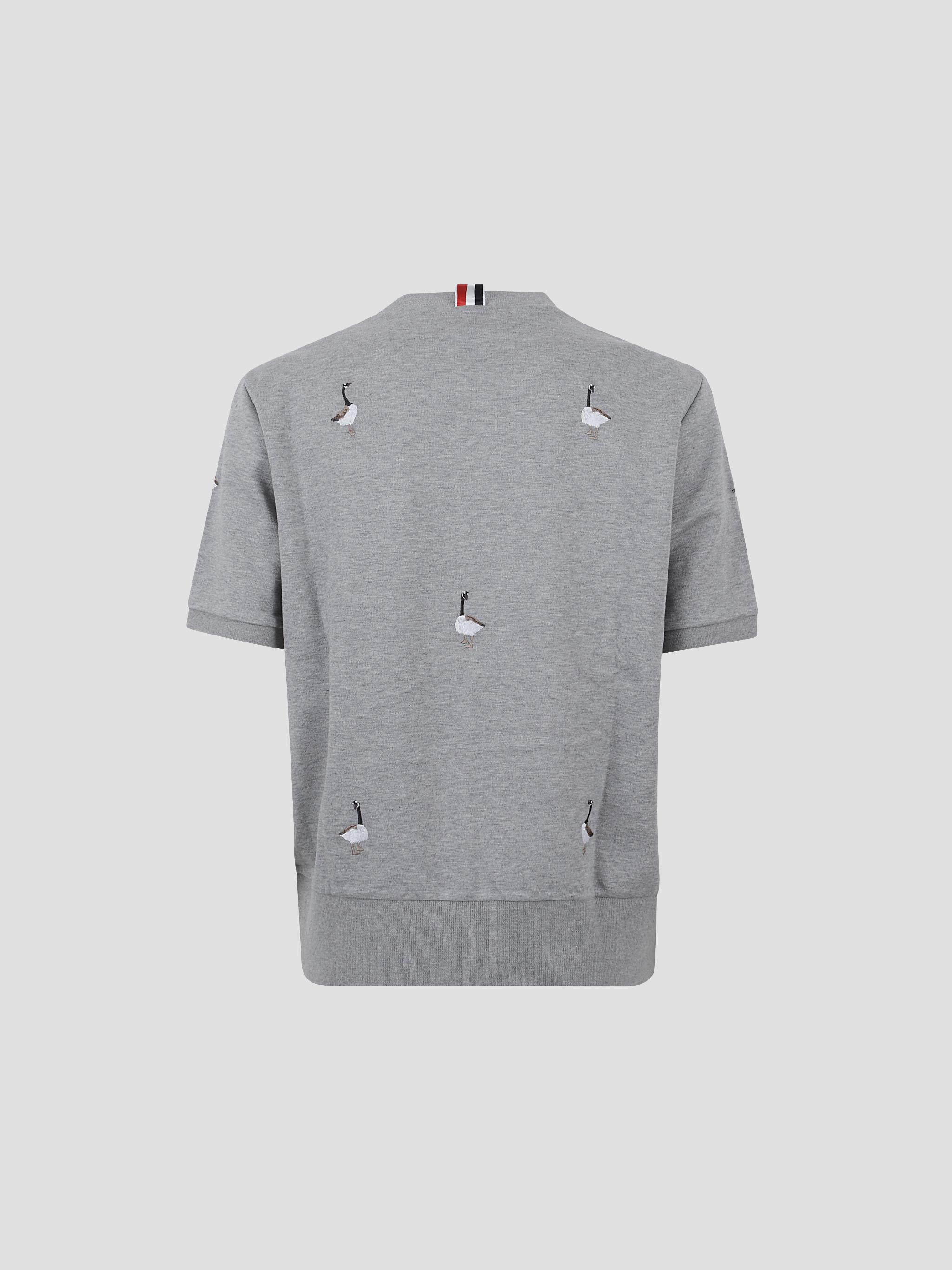 THOM BROWNE Short Sleeve Rib Cuff Sweater with Geese