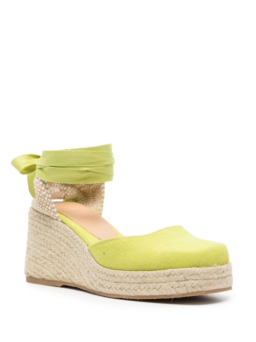 CASTAÑER Raffia Wedge Espadrilles with Ankle Strap - 60mm