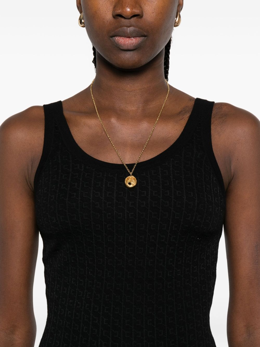 ELISABETTA FRANCHI Wool Blend Sleeveless Scoop Neck Tank Top