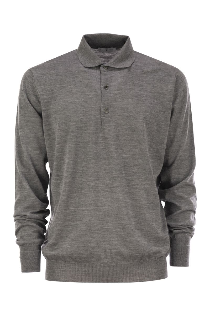 PT01 Men's Slim Fit Pure Wool Polo Shirt