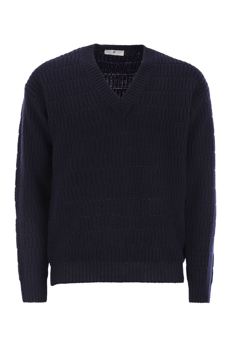 PT TORINO Regular Fit V-Neck Wool Sweater