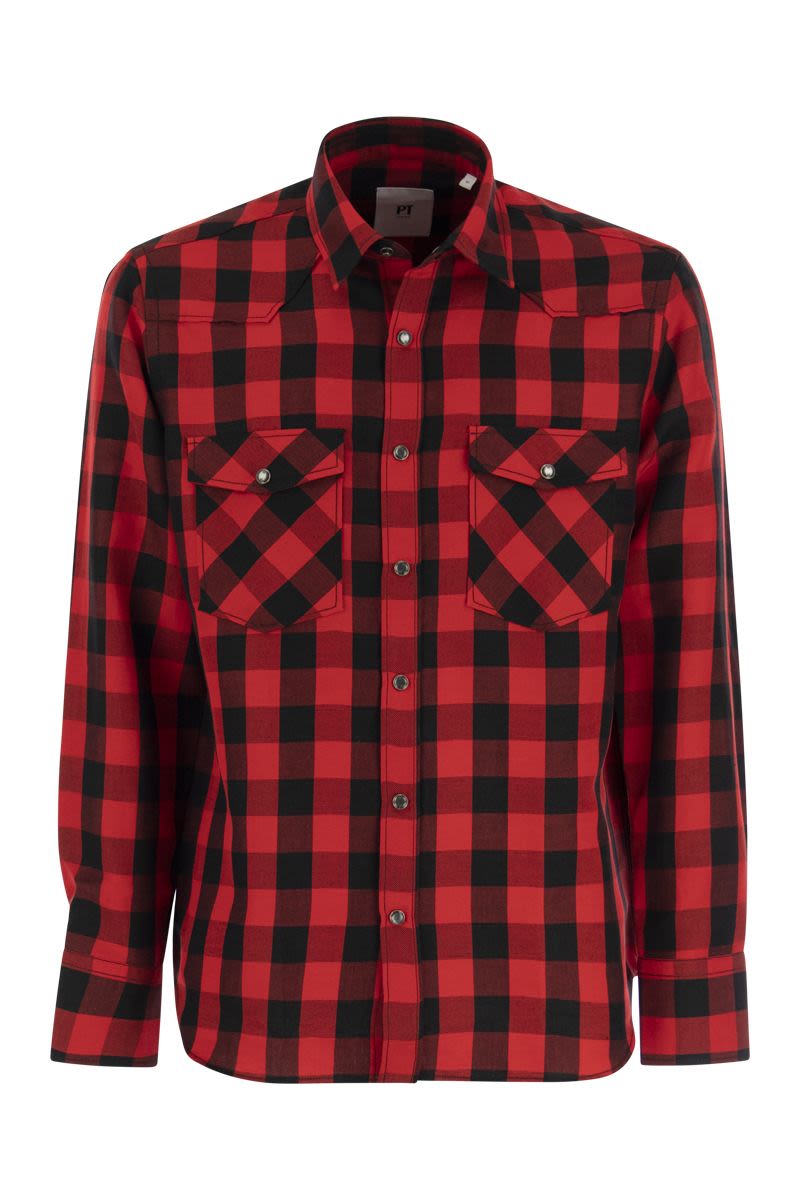 PT01 Checkered Cotton-Linen Blend Shirt for Men