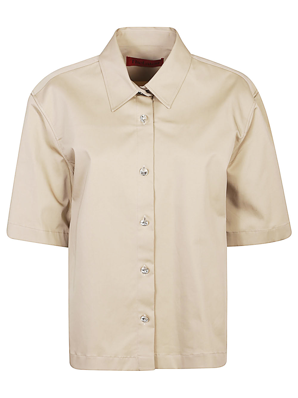 THE LATEST Cotton Short Sleeve Shirt with Jewel Button Closure