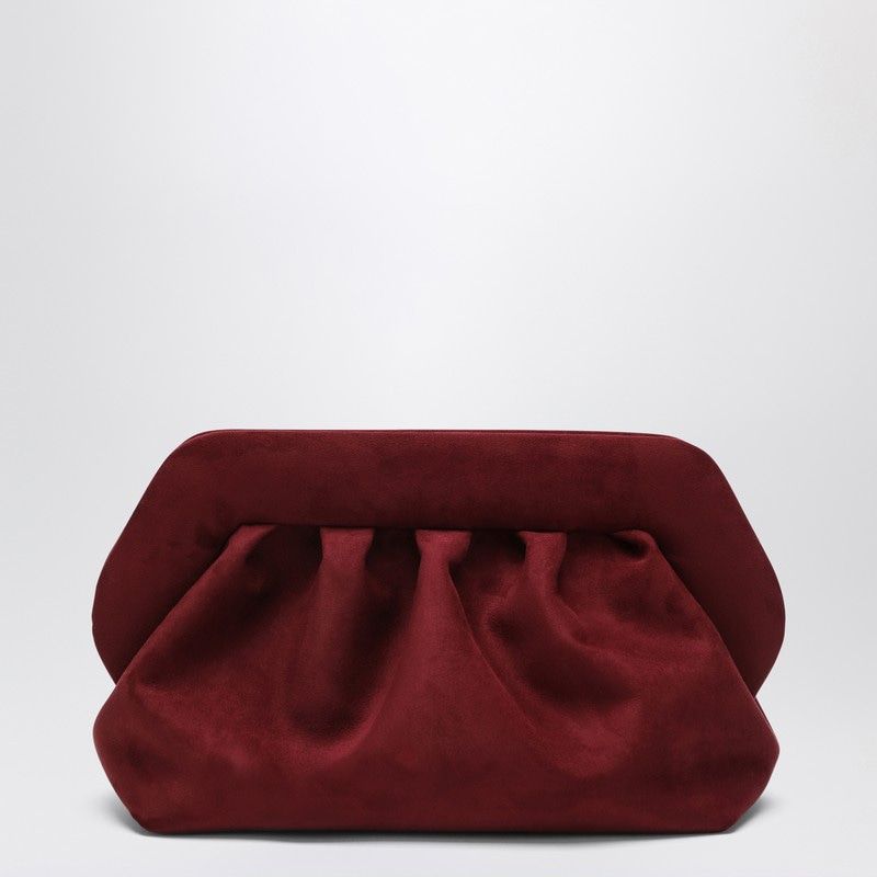 THEMOIRè Medium Vegan Suede Clutch with Decorative Ruffles