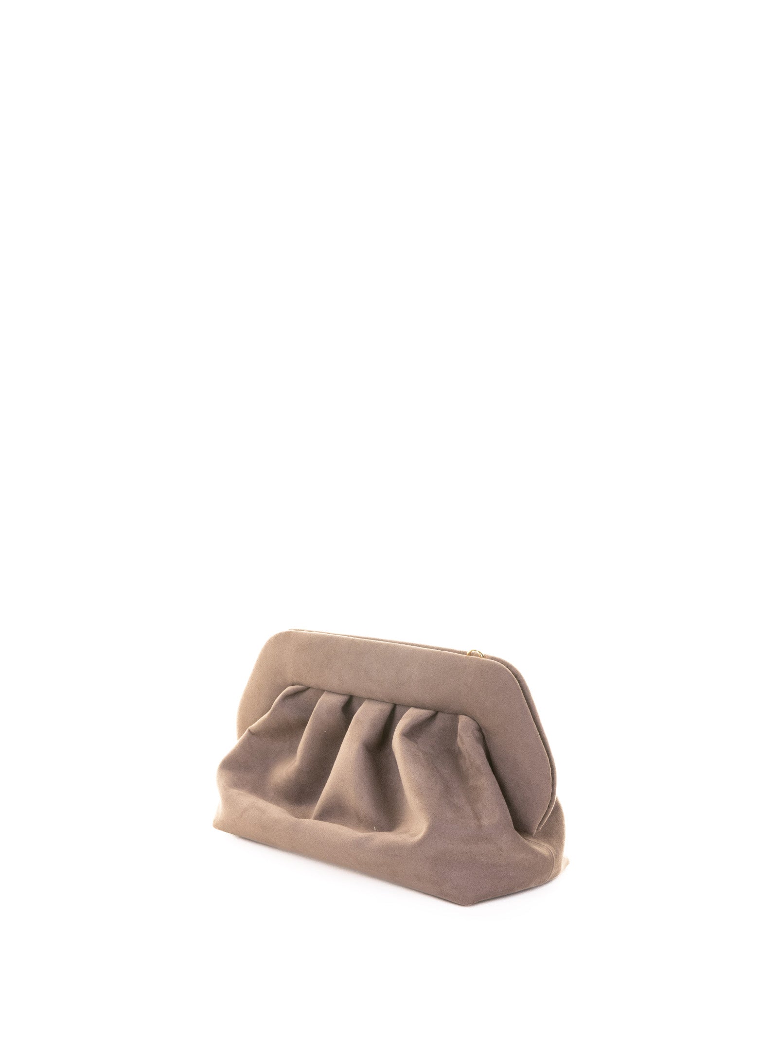 THEMOIRè Gathered Detail Mini Suede Clutch with Detachable Strap