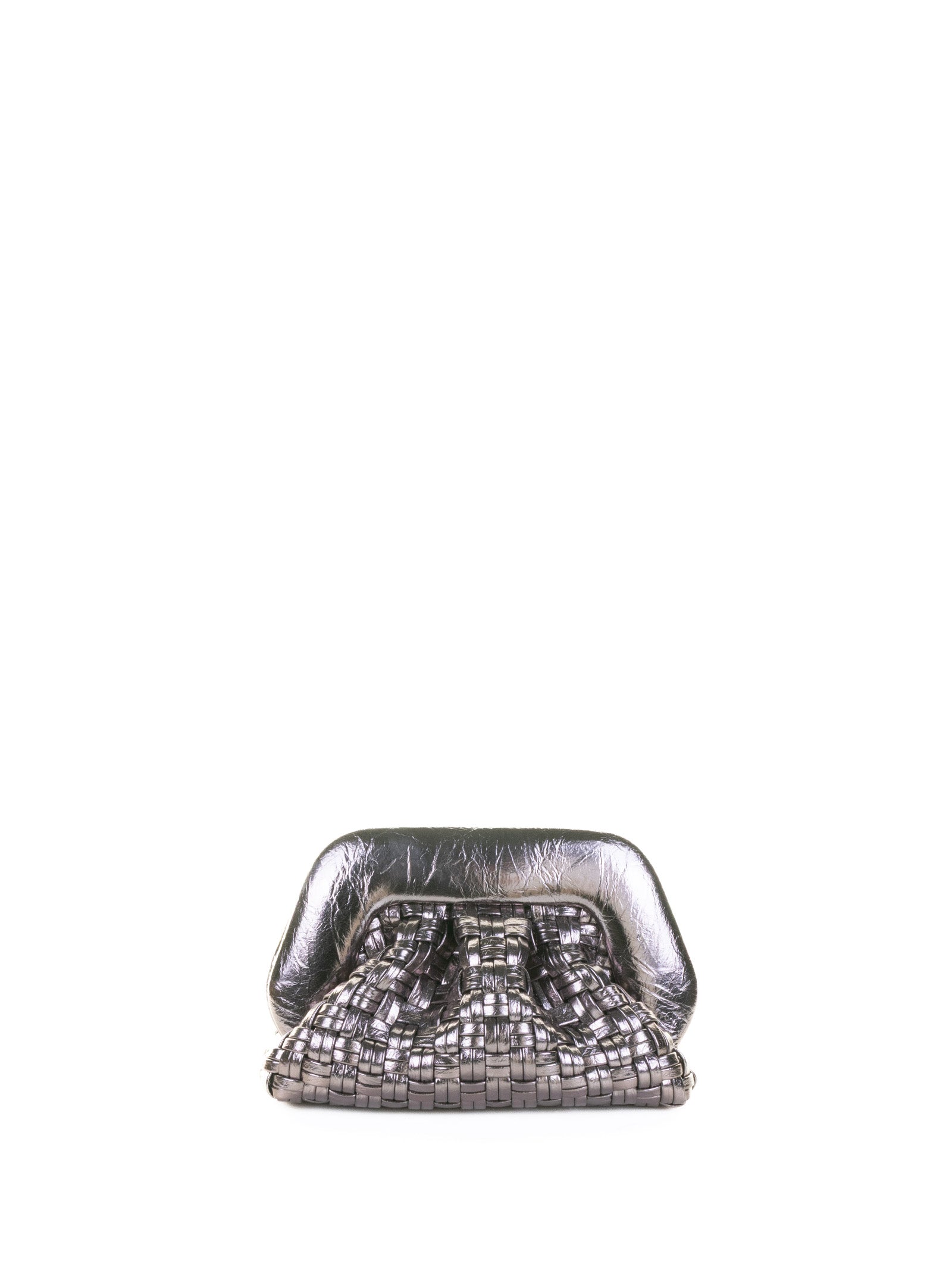 THEMOIRè Mini Silver Clutch with Shoulder Strap