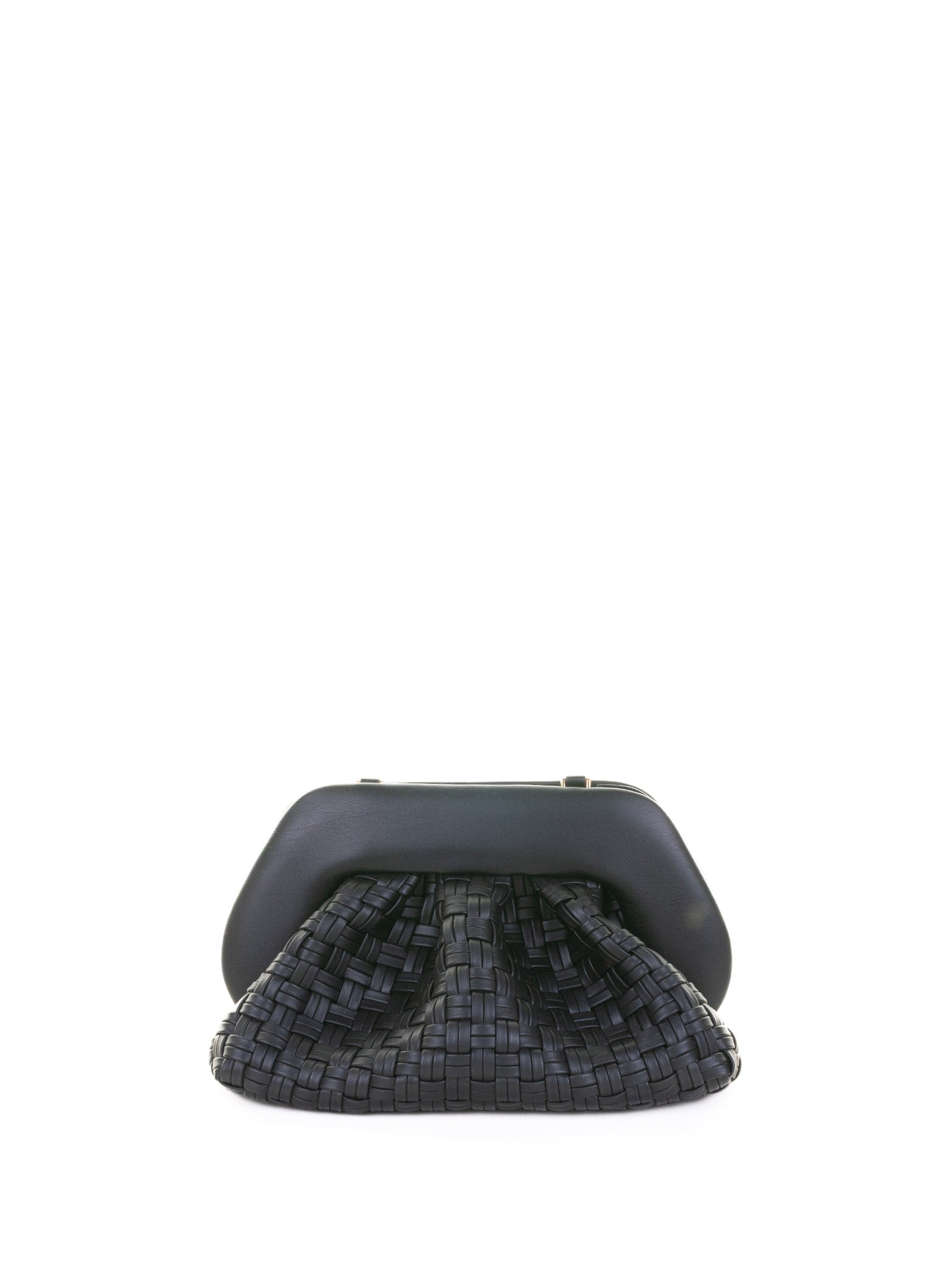 THEMOIRè Mini Clutch Handbag with Woven Straw Motif and Shoulder Strap