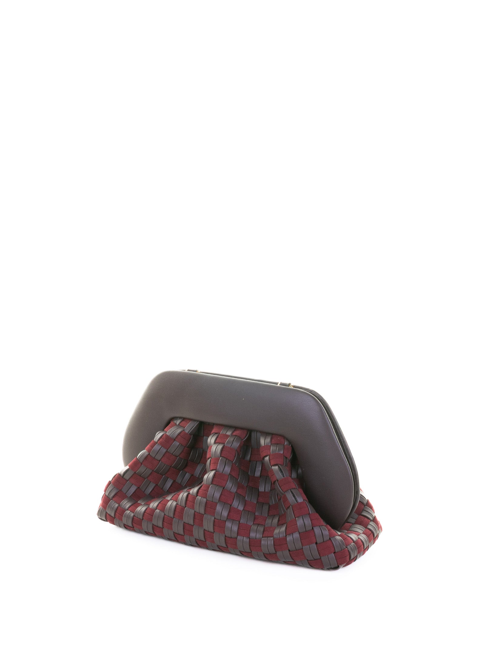 THEMOIRè Tia Mini Clutch Handbag with Woven Suede Motif and Shoulder Strap