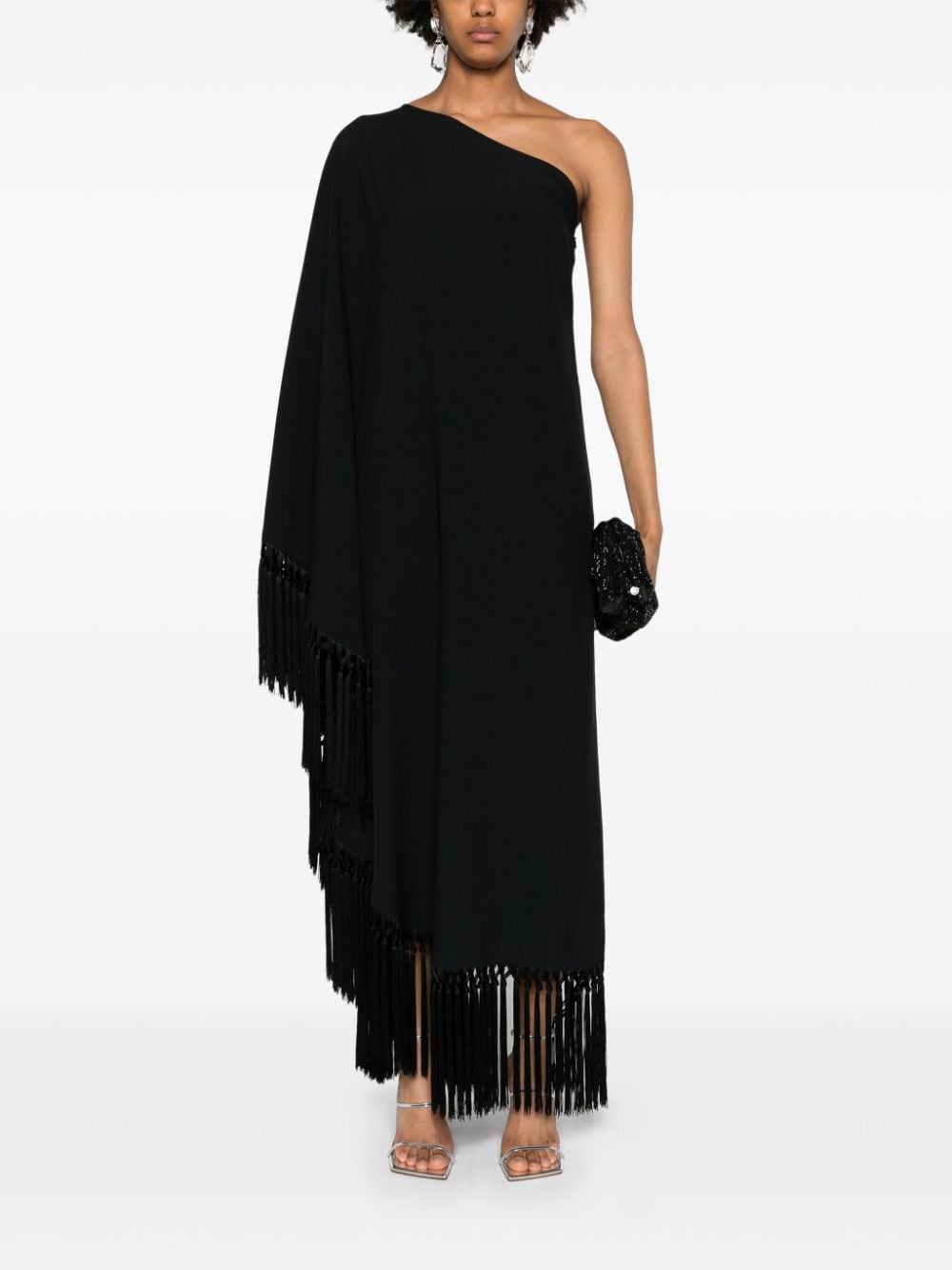 TALLER MARMO Asymmetrical Fringed Long Dress