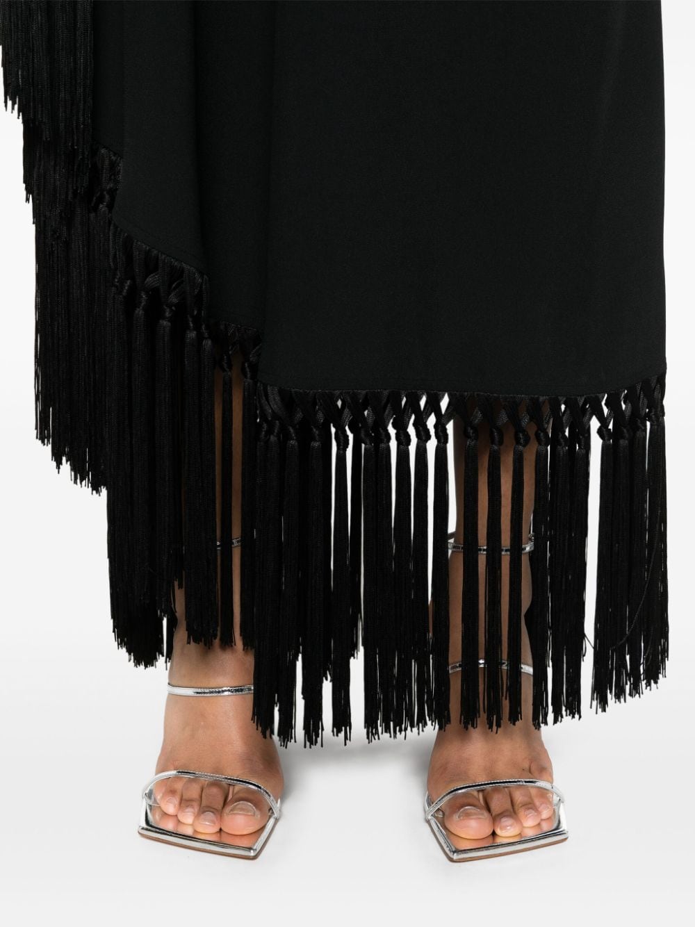 TALLER MARMO Asymmetrical Fringed Long Dress