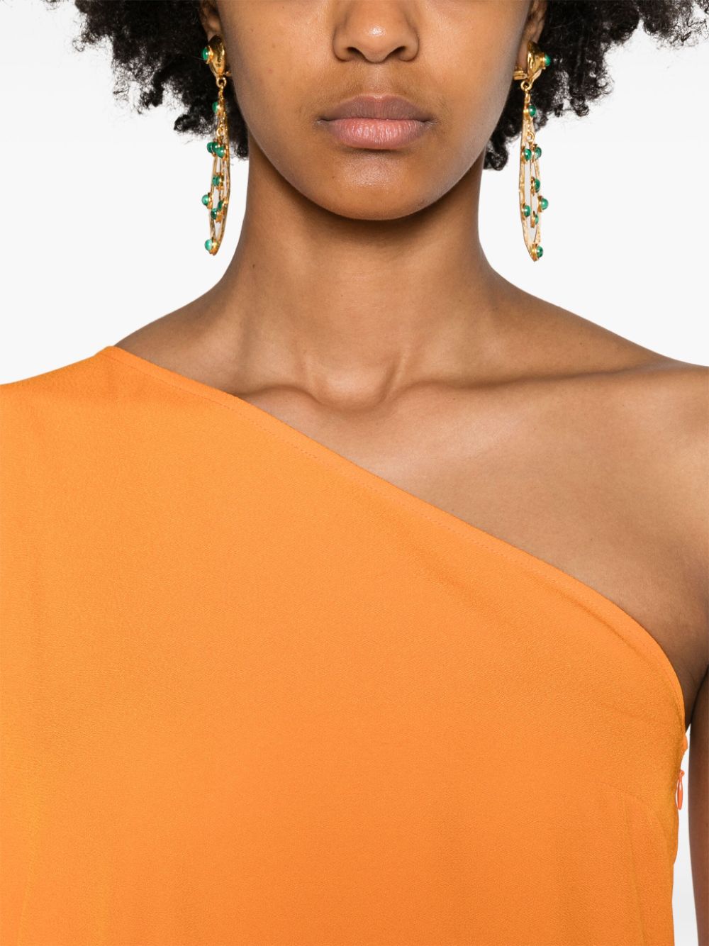 TALLER MARMO Fringed Long Dress with One Shoulder Design