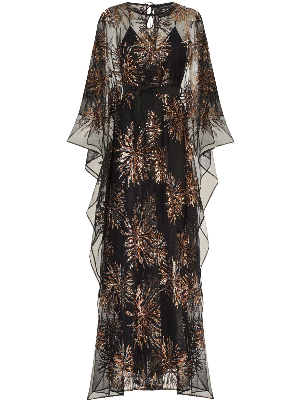 TALLER MARMO Floor-Length Sequin Embellished Self-Tie Kaftan