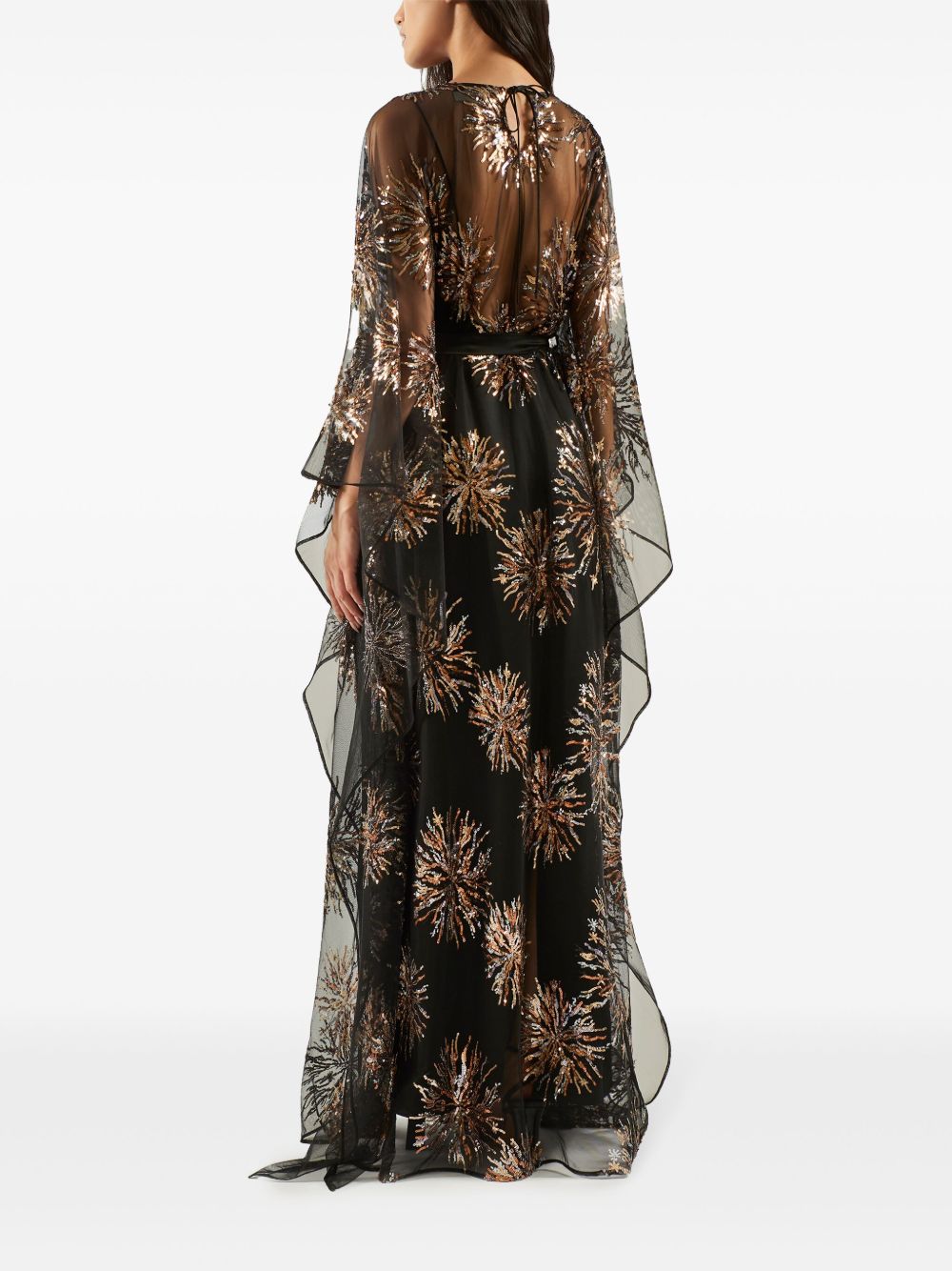 TALLER MARMO Floor-Length Sequin Embellished Self-Tie Kaftan