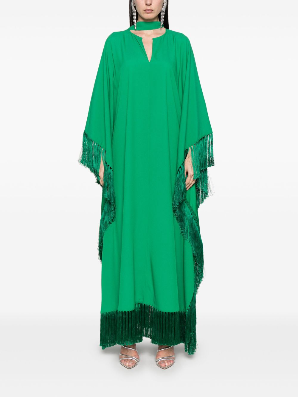 TALLER MARMO Long Wide Sleeve Kaftan with Attached Scarf
