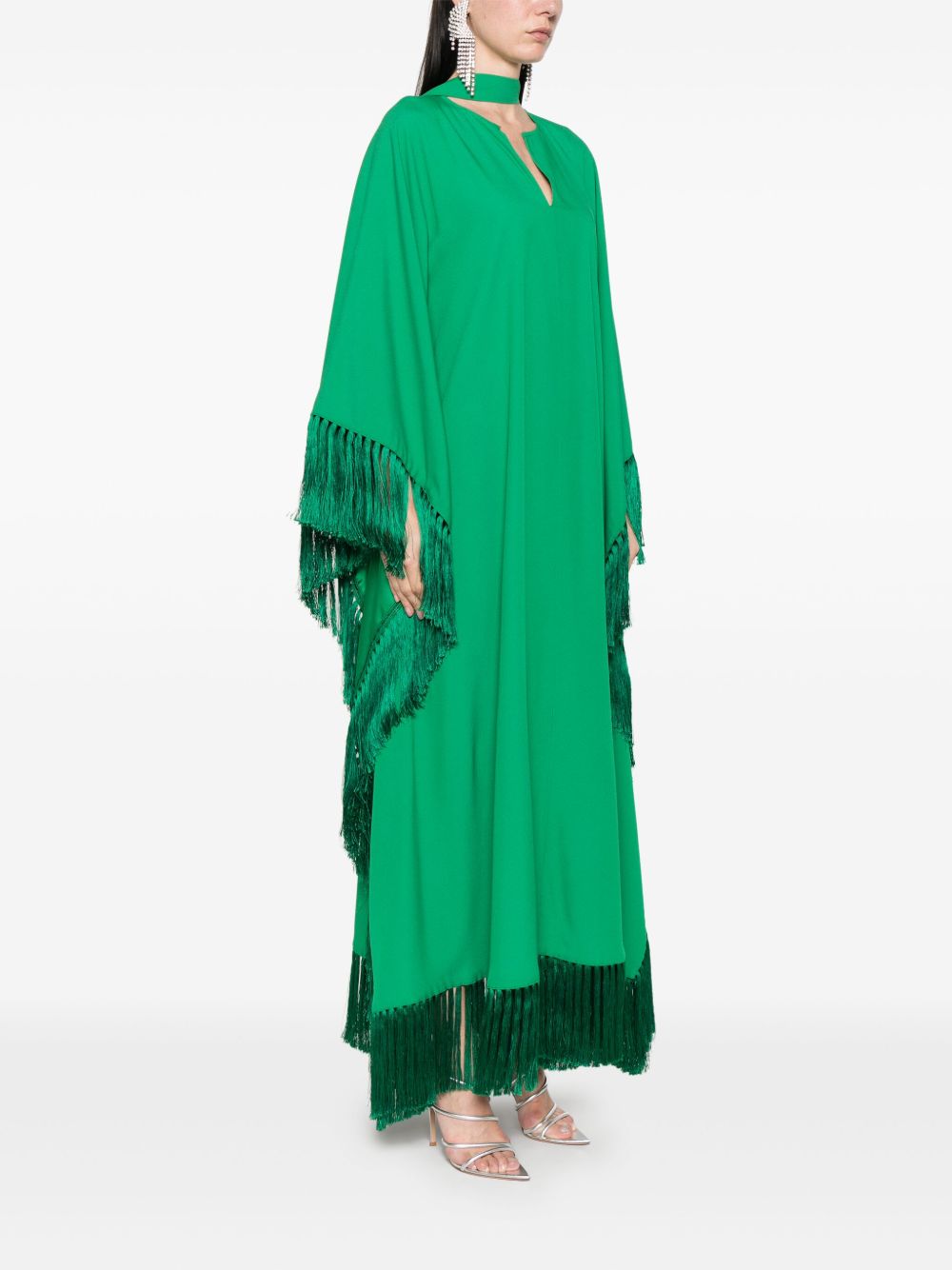 TALLER MARMO Long Wide Sleeve Kaftan with Attached Scarf