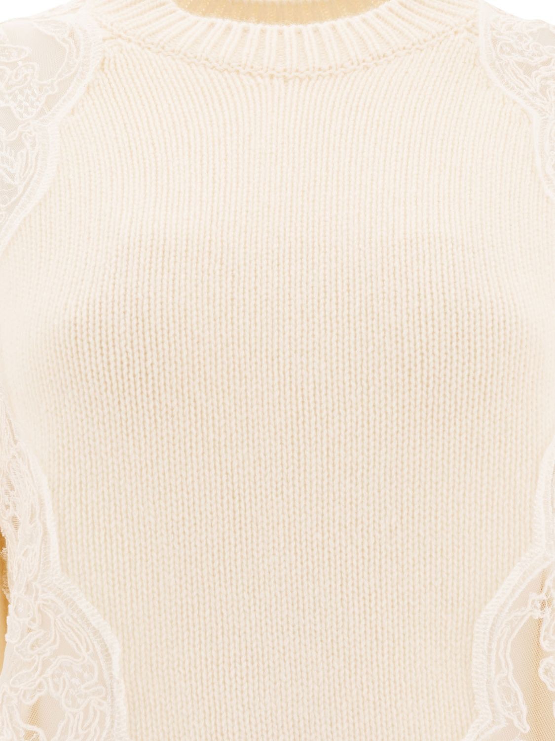 ELIE SAAB Lace-Insert Sweater with Long Sleeves - Regular Fit