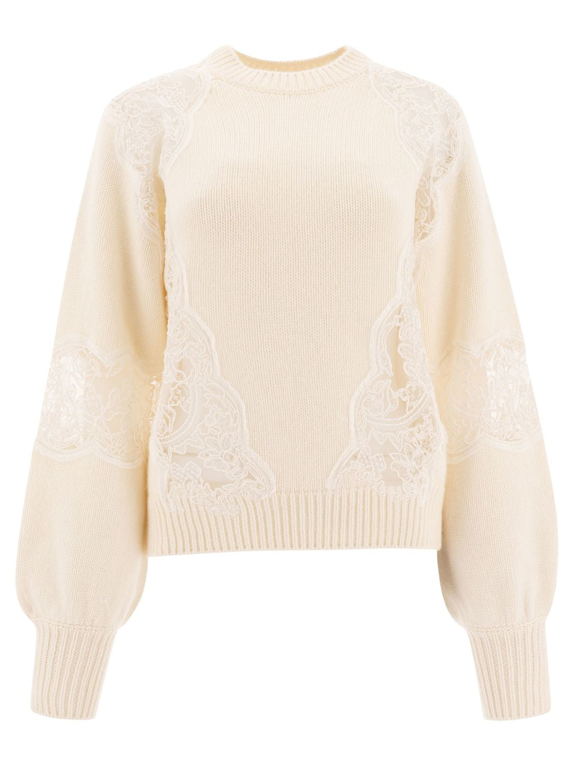 ELIE SAAB Lace-Insert Sweater with Long Sleeves - Regular Fit
