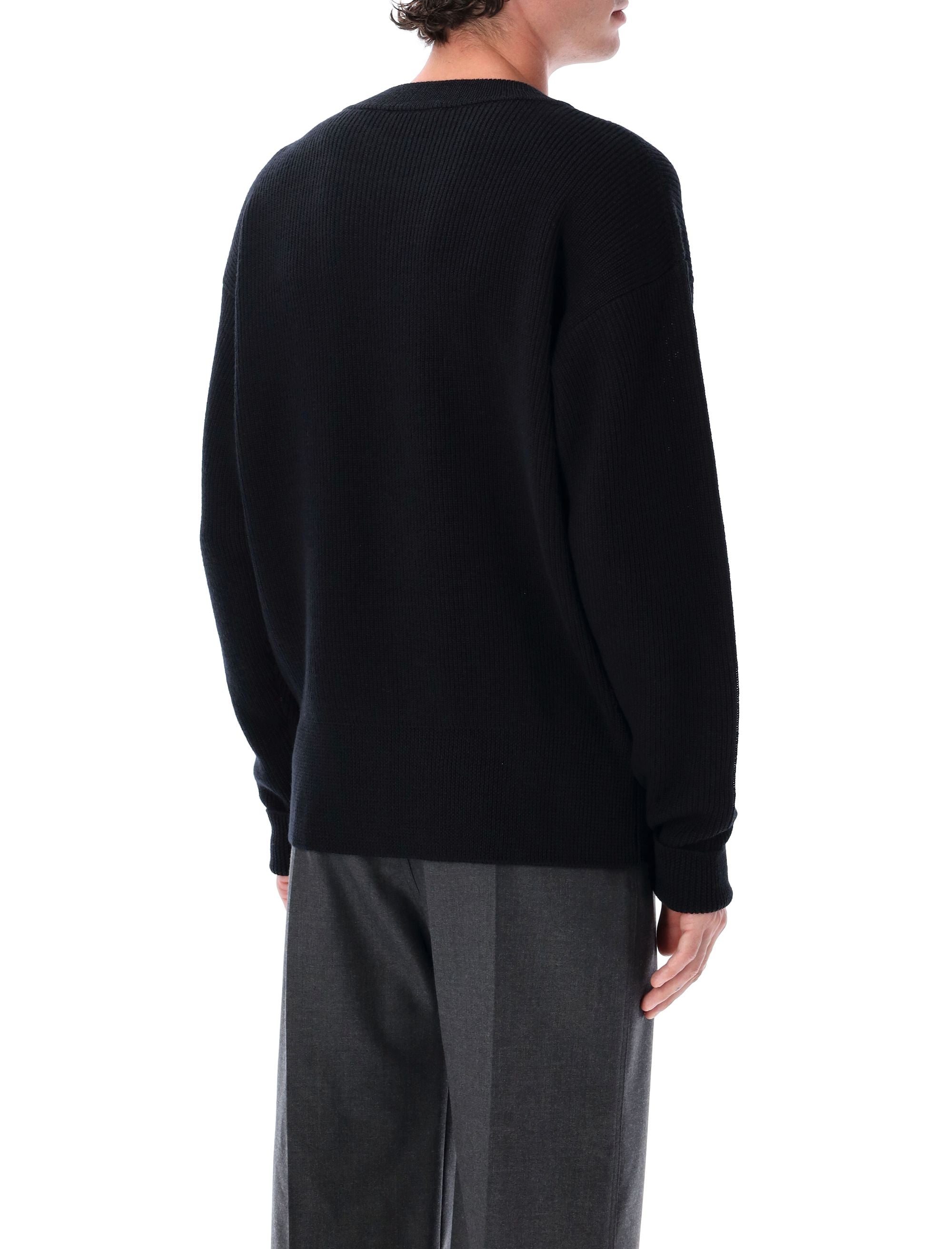 LEMAIRE Ribbed Crew Neck Sweater with Dropped Shoulder Sleeves